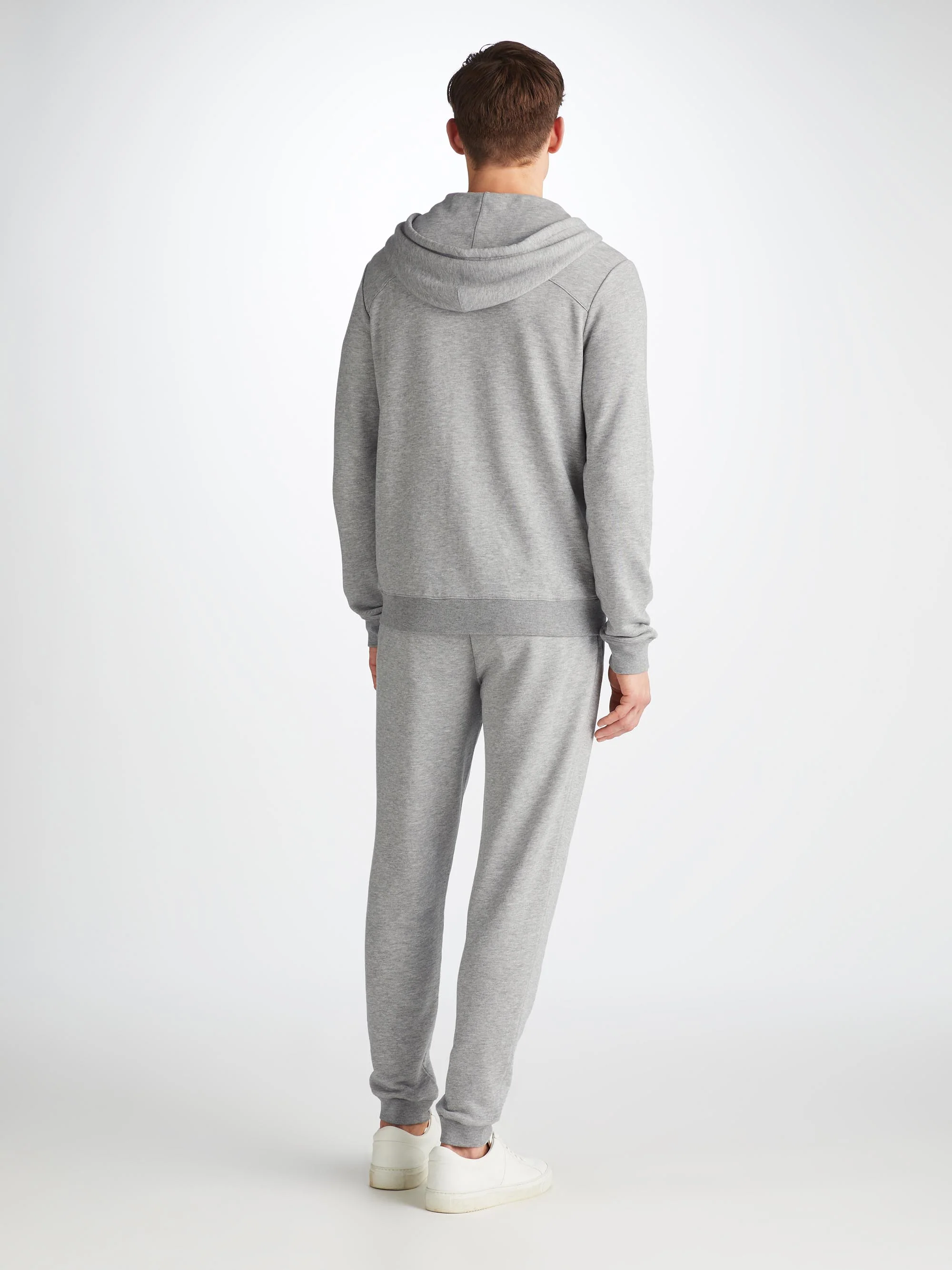 Men's Zip Up Hoodie Quinn Cotton Modal Silver - Image 4