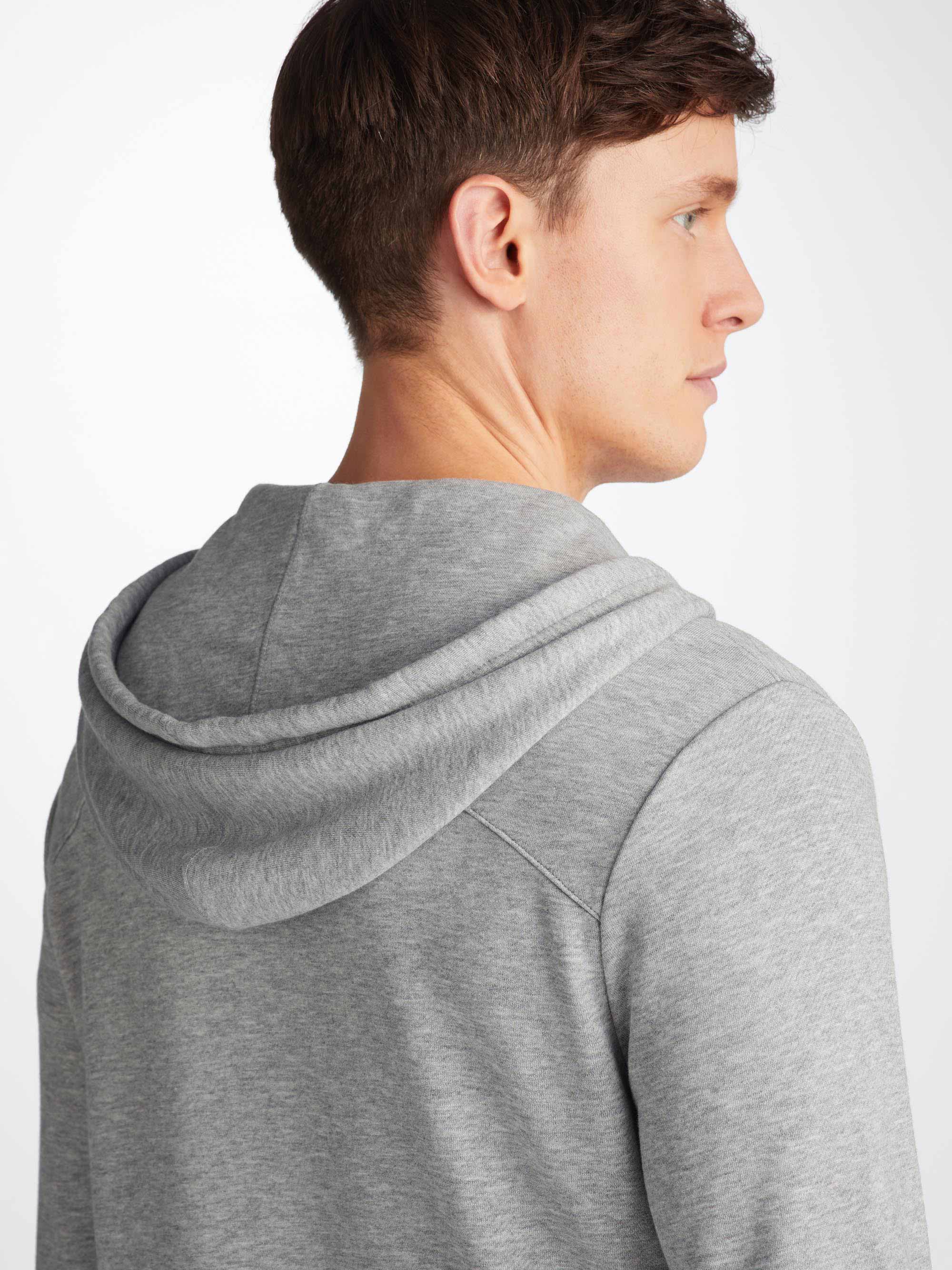 Men's Zip Up Hoodie Quinn Cotton Modal Silver - Image 5