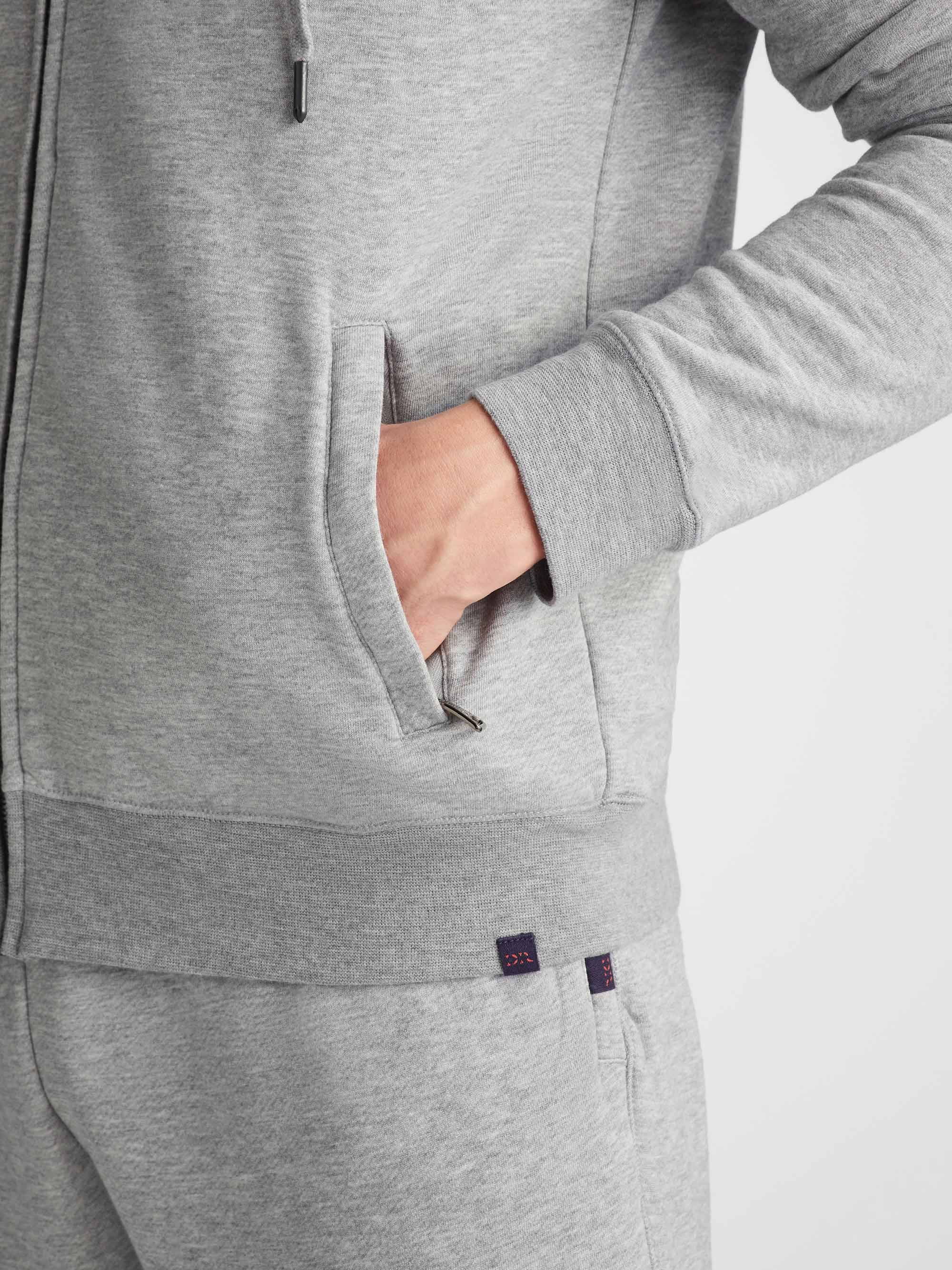 Men's Zip Up Hoodie Quinn Cotton Modal Silver - Image 7
