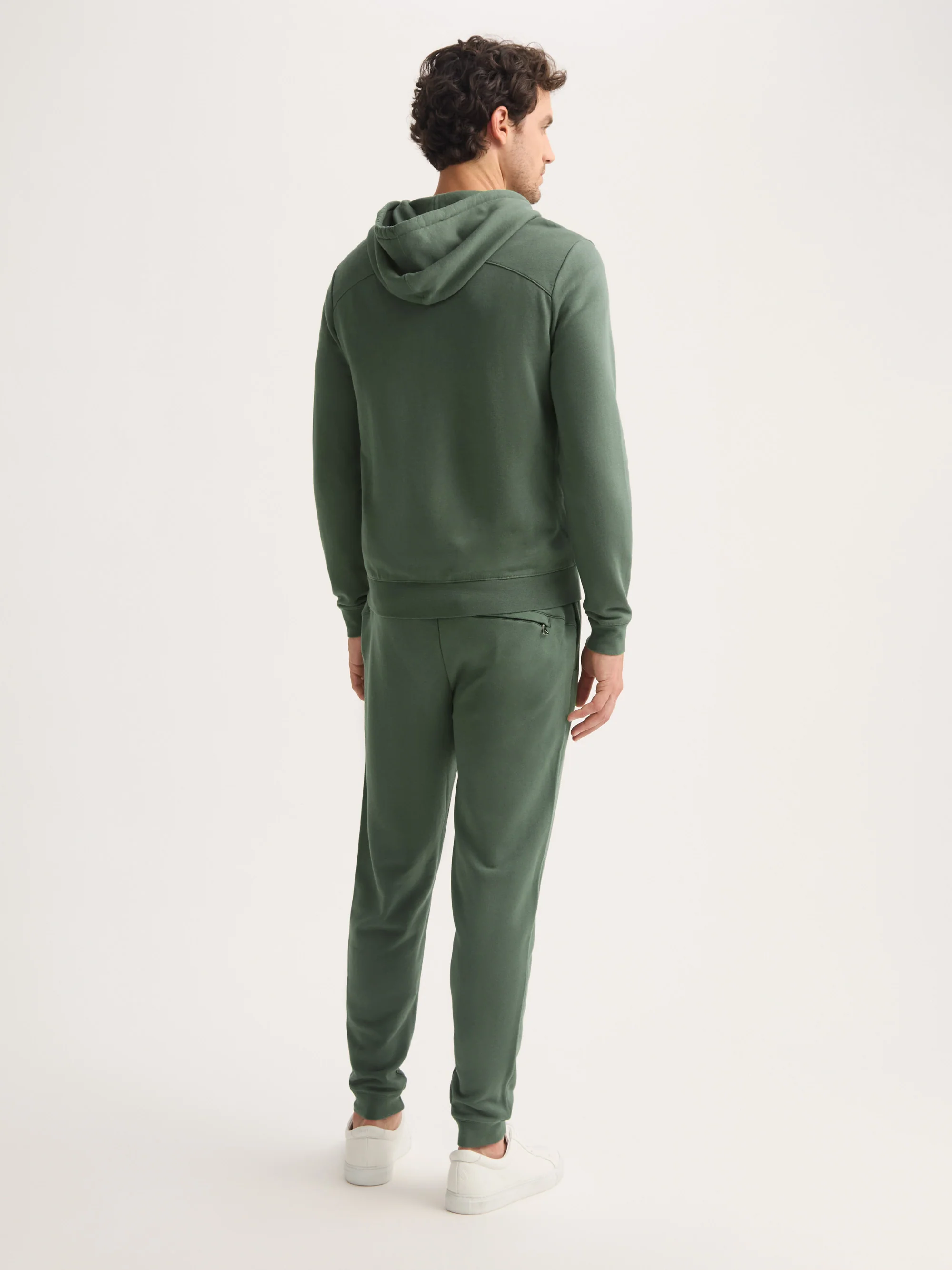 Men's Zip Up Hoodie Quinn Cotton Modal Soft Green - Image 4