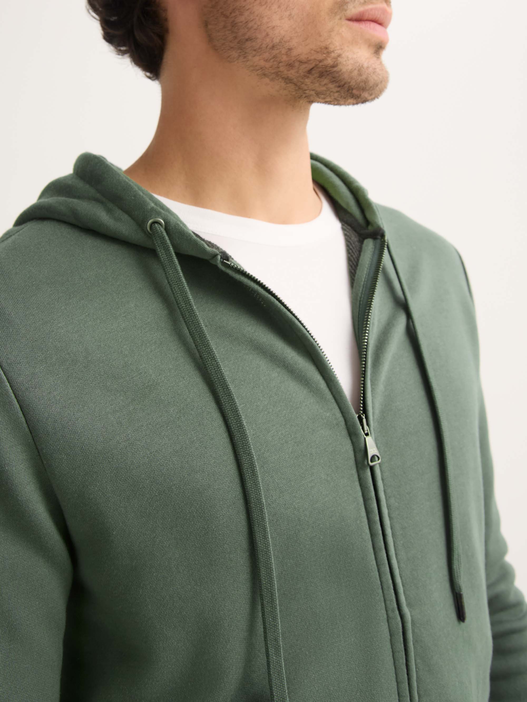Men's Zip Up Hoodie Quinn Cotton Modal Soft Green - Image 5