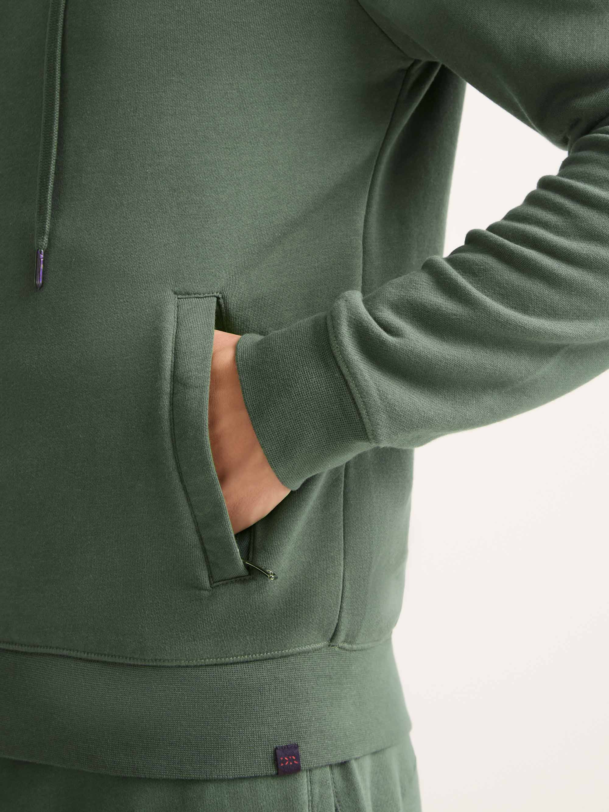 Men's Zip Up Hoodie Quinn Cotton Modal Soft Green - Image 6