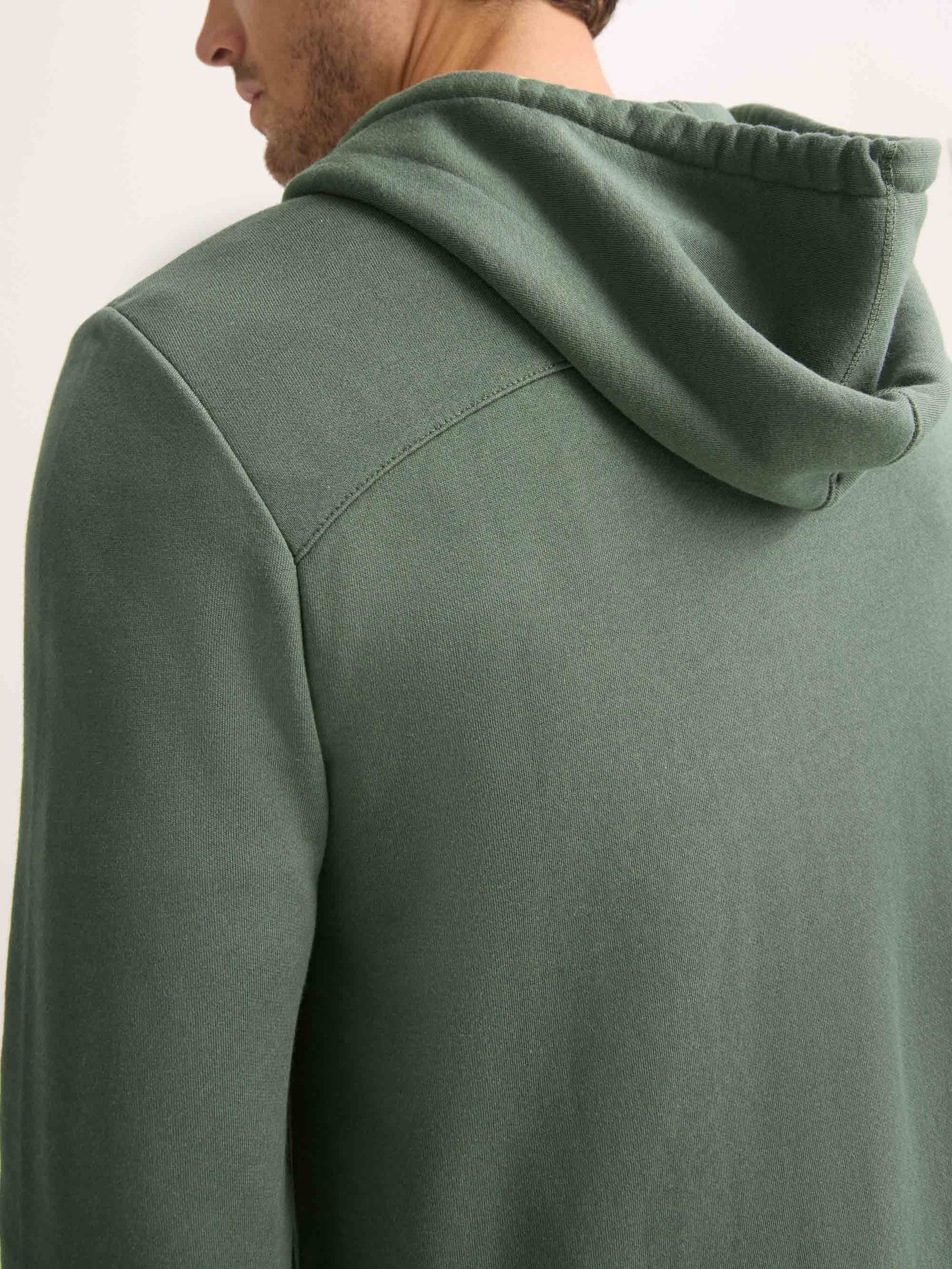 Men's Zip Up Hoodie Quinn Cotton Modal Soft Green - Image 7