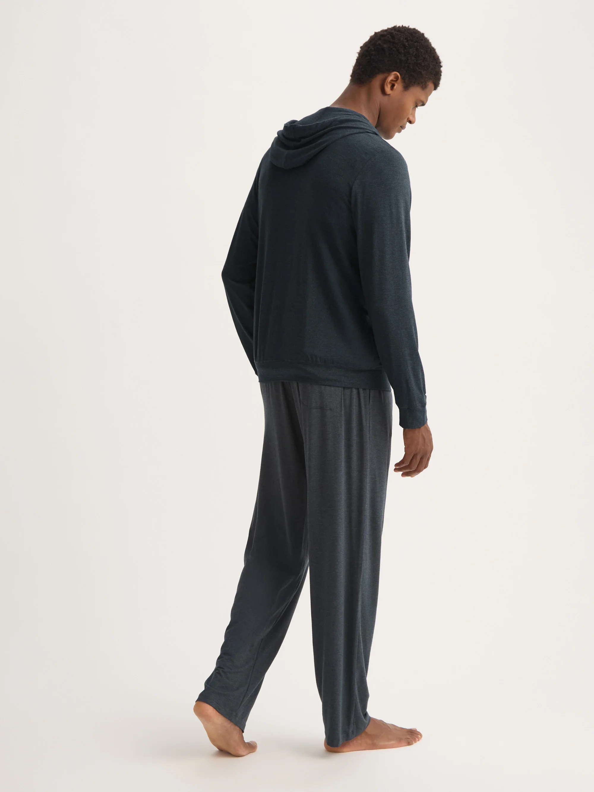 Men's Jersey Zip Up Hoodie Marlowe Micro Modal Anthracite - Image 3