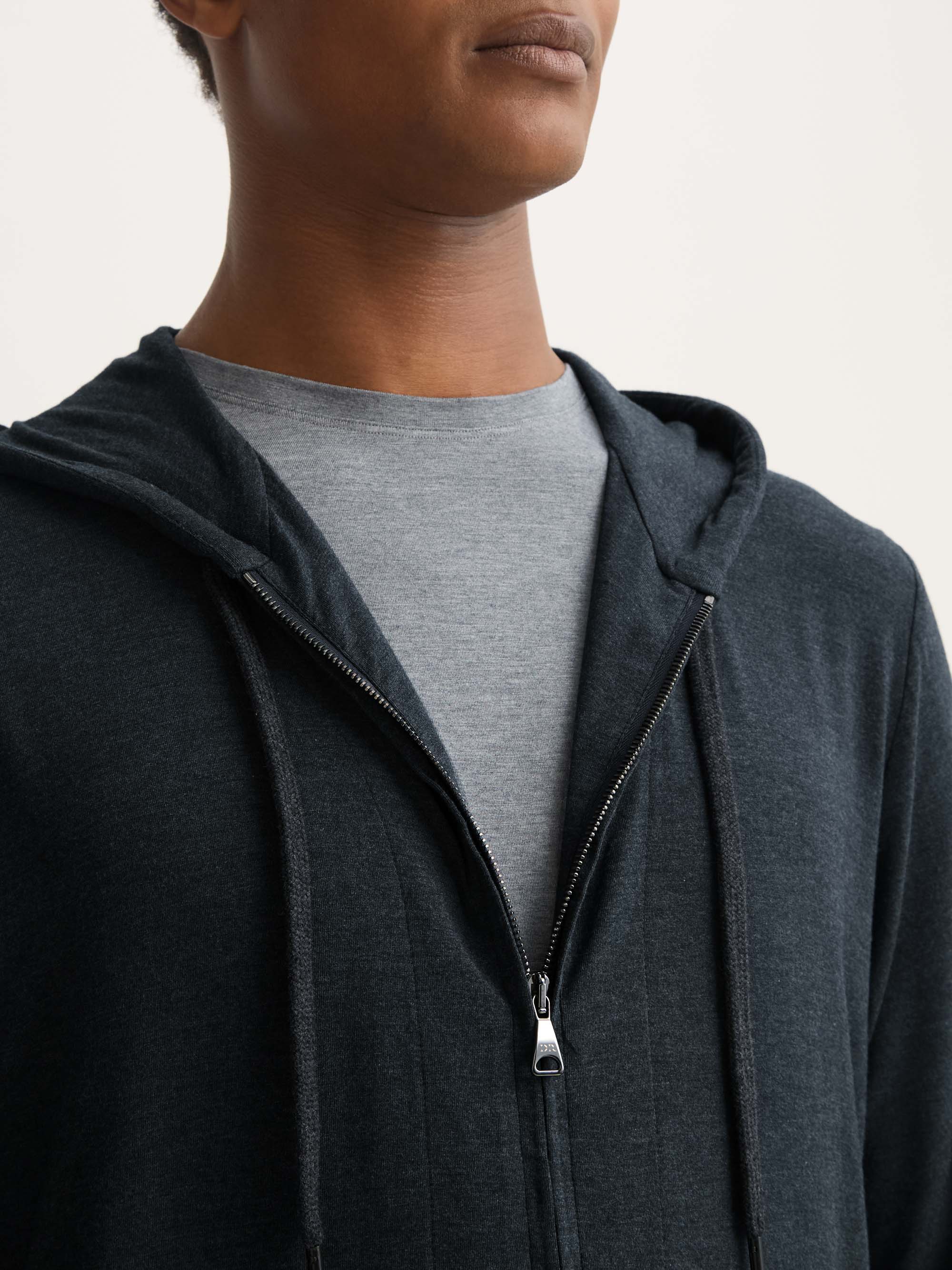Men's Jersey Zip Up Hoodie Marlowe Micro Modal Anthracite - Image 4