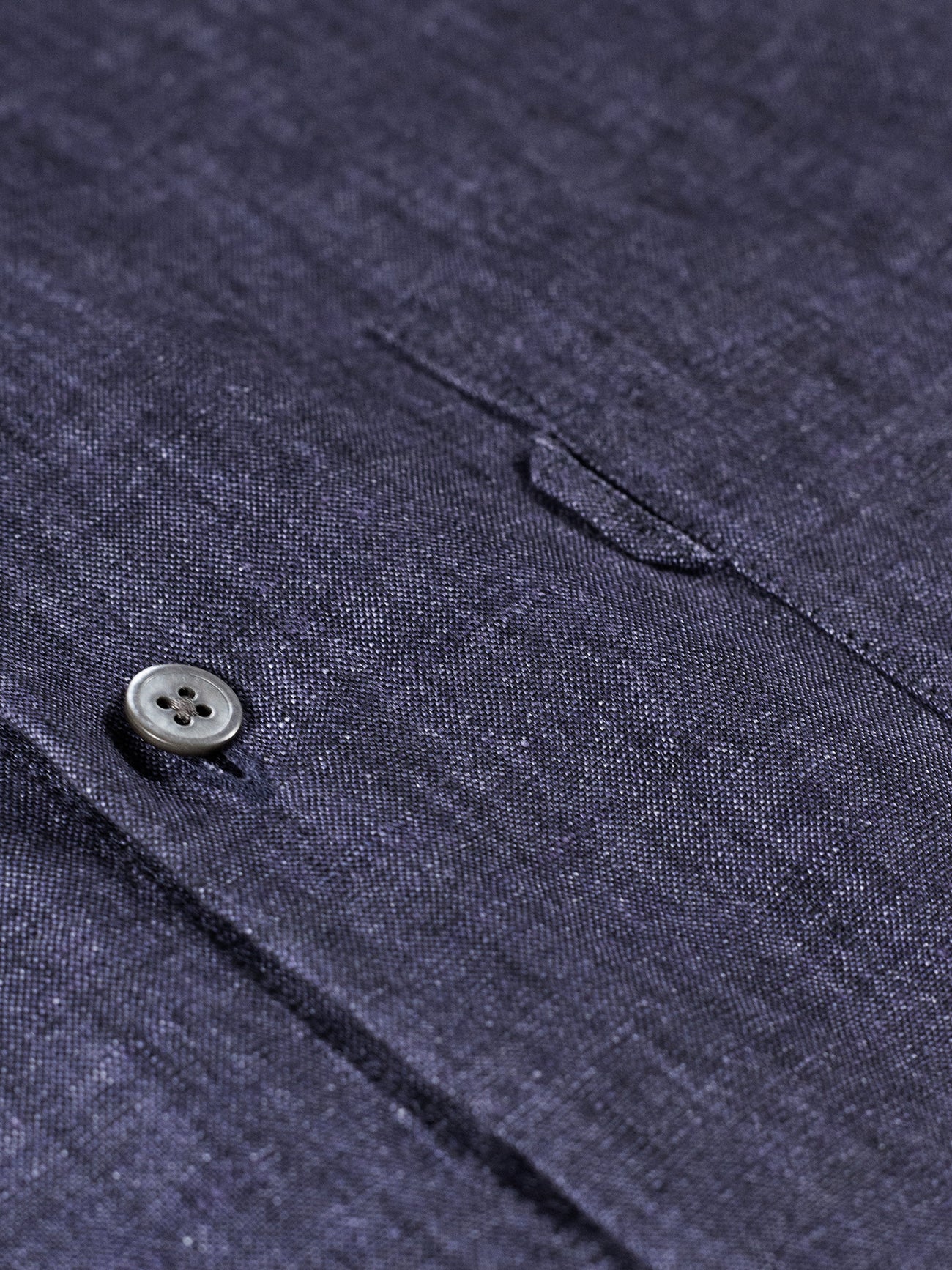 Men's Linen Shirt Monaco Long Sleeve Navy Blue - Image 4
