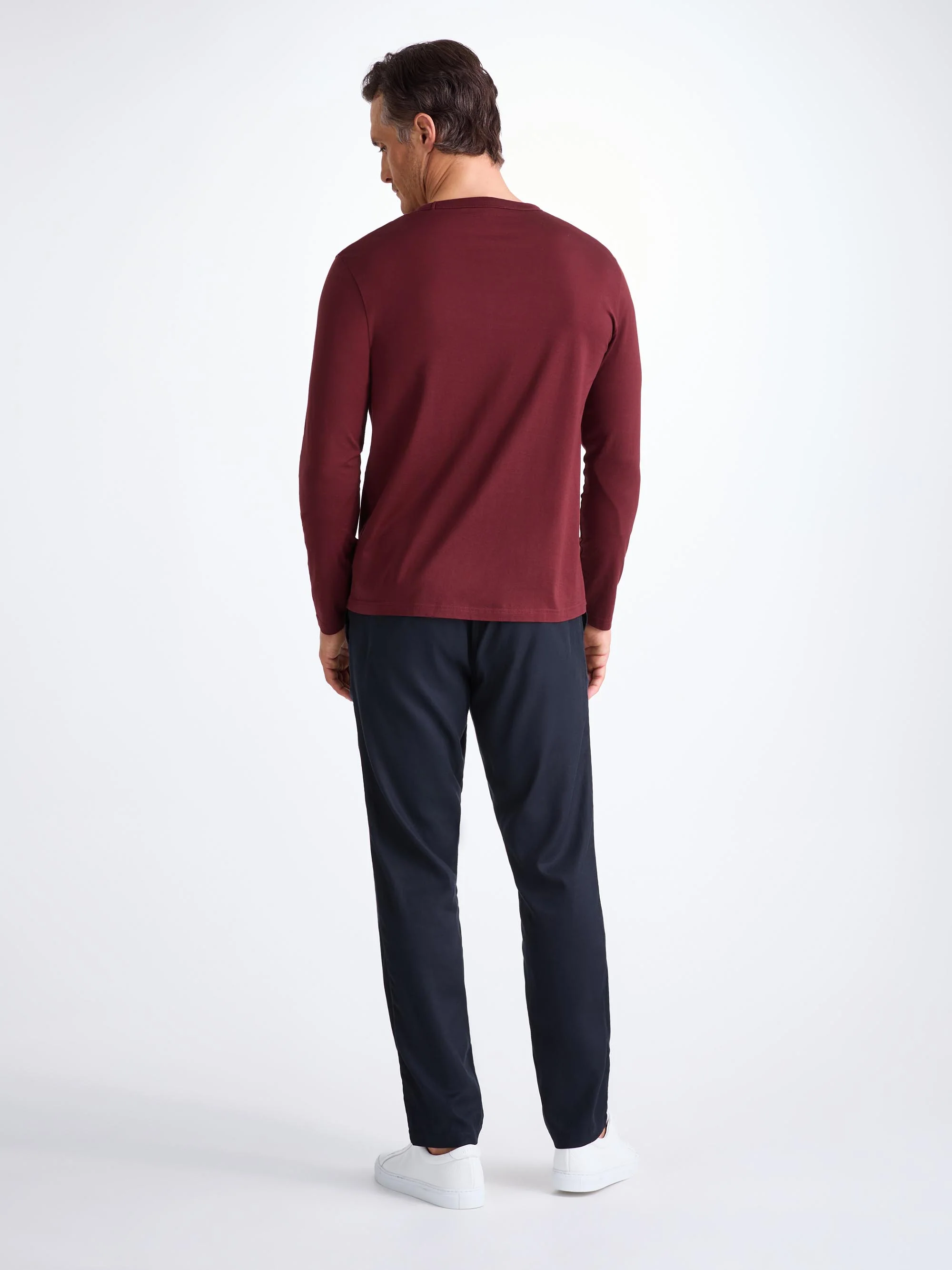 Men's Long Sleeve T-Shirt Barny Pima Cotton Burgundy - Image 4