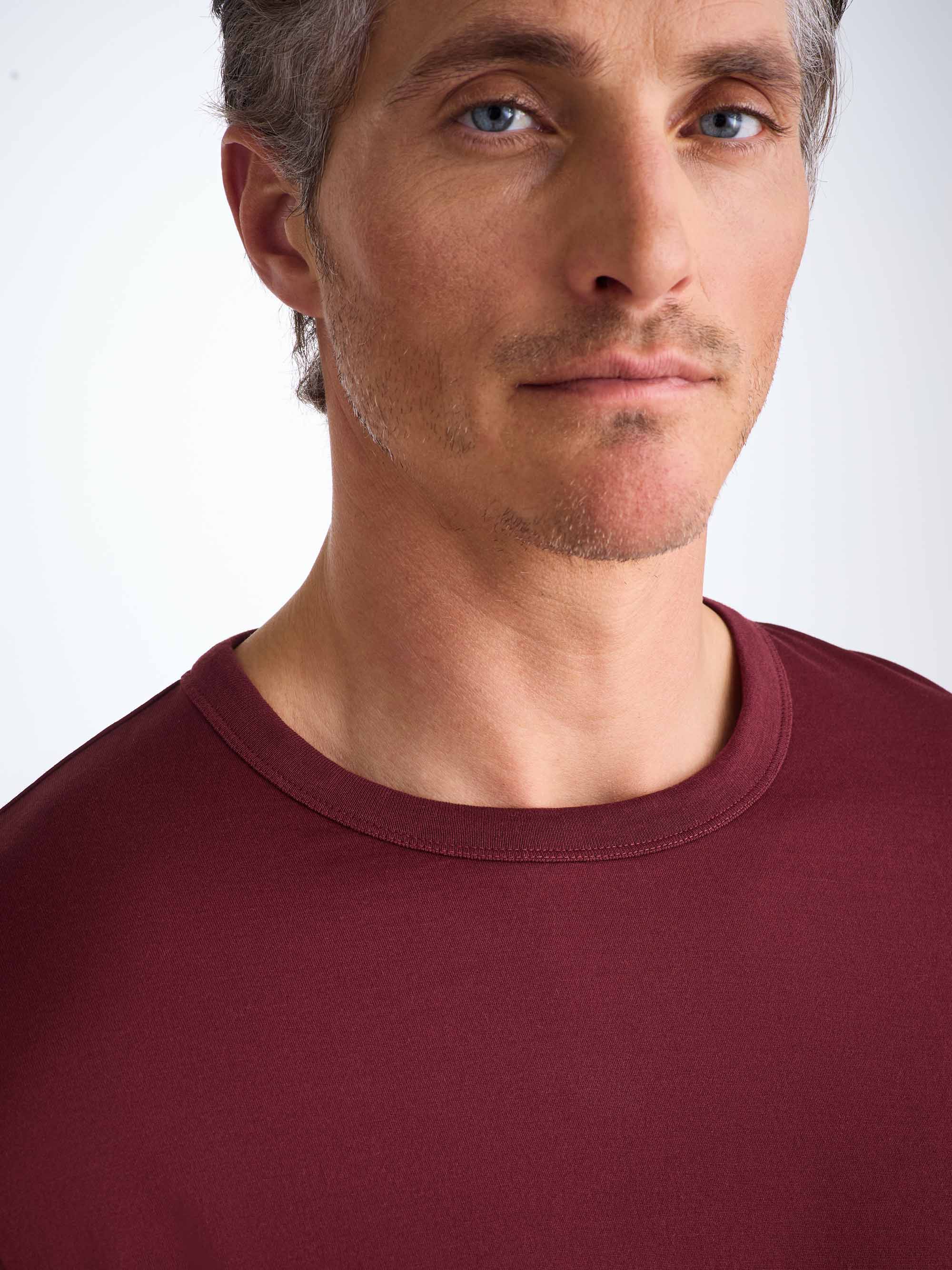 Men's Long Sleeve T-Shirt Barny Pima Cotton Burgundy - Image 5