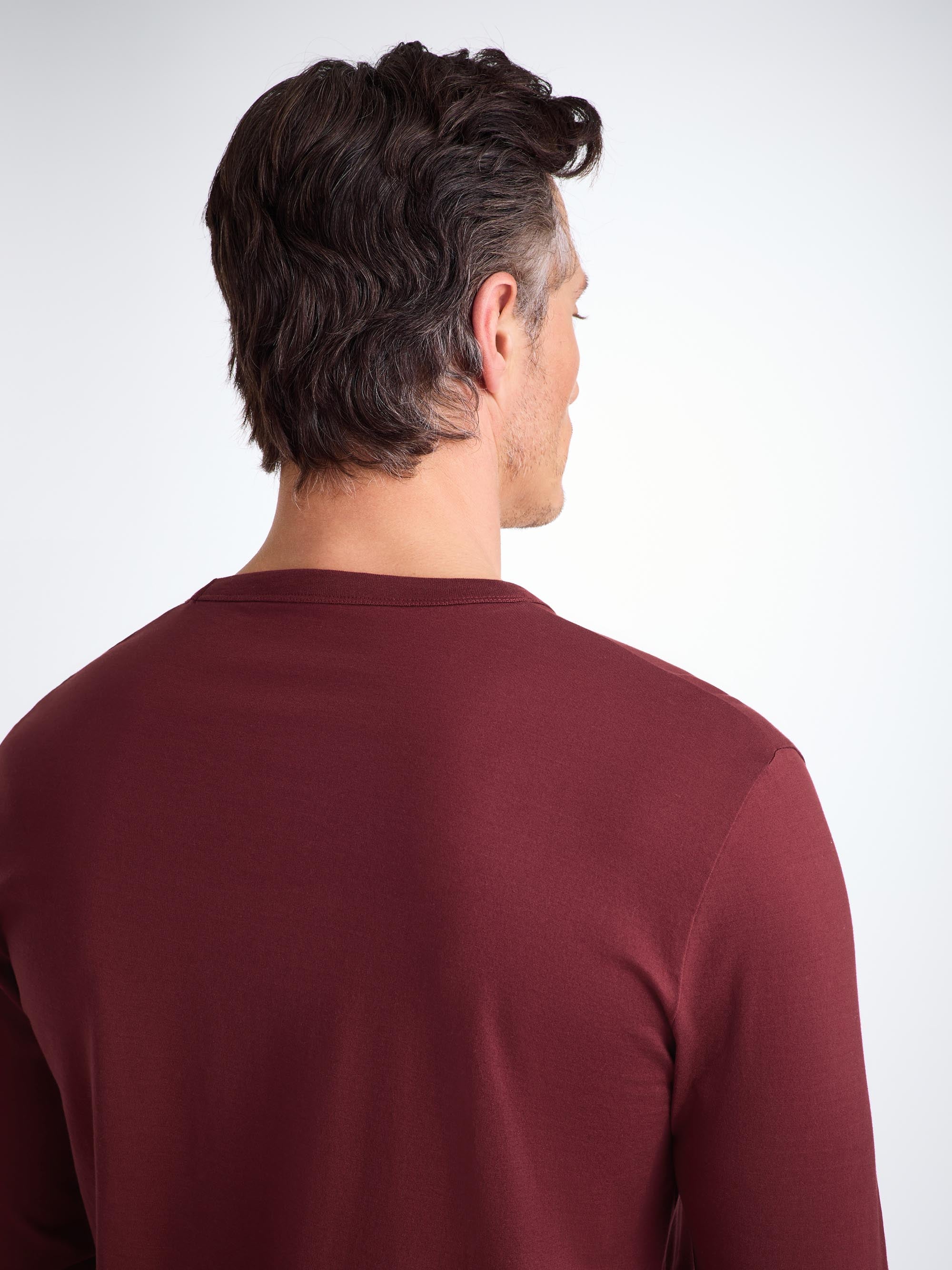 Men's Long Sleeve T-Shirt Barny Pima Cotton Burgundy - Image 6