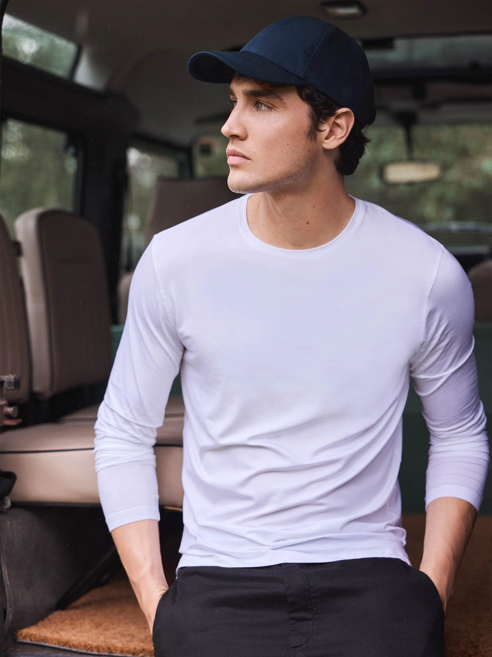 Men's Long Sleeve T-Shirt Barny Pima Cotton White - Image 2