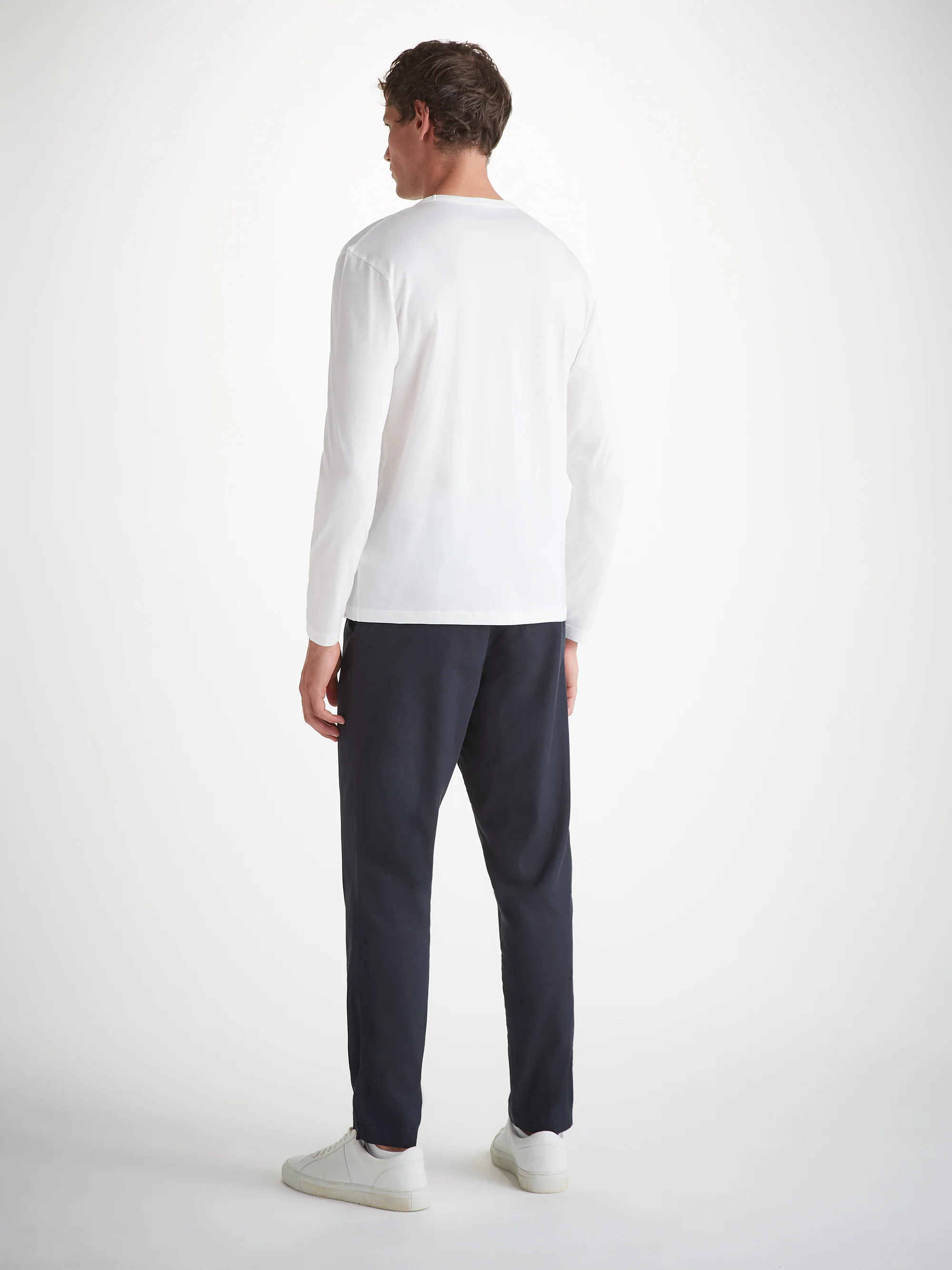 Men's Long Sleeve T-Shirt Barny Pima Cotton White - Image 4
