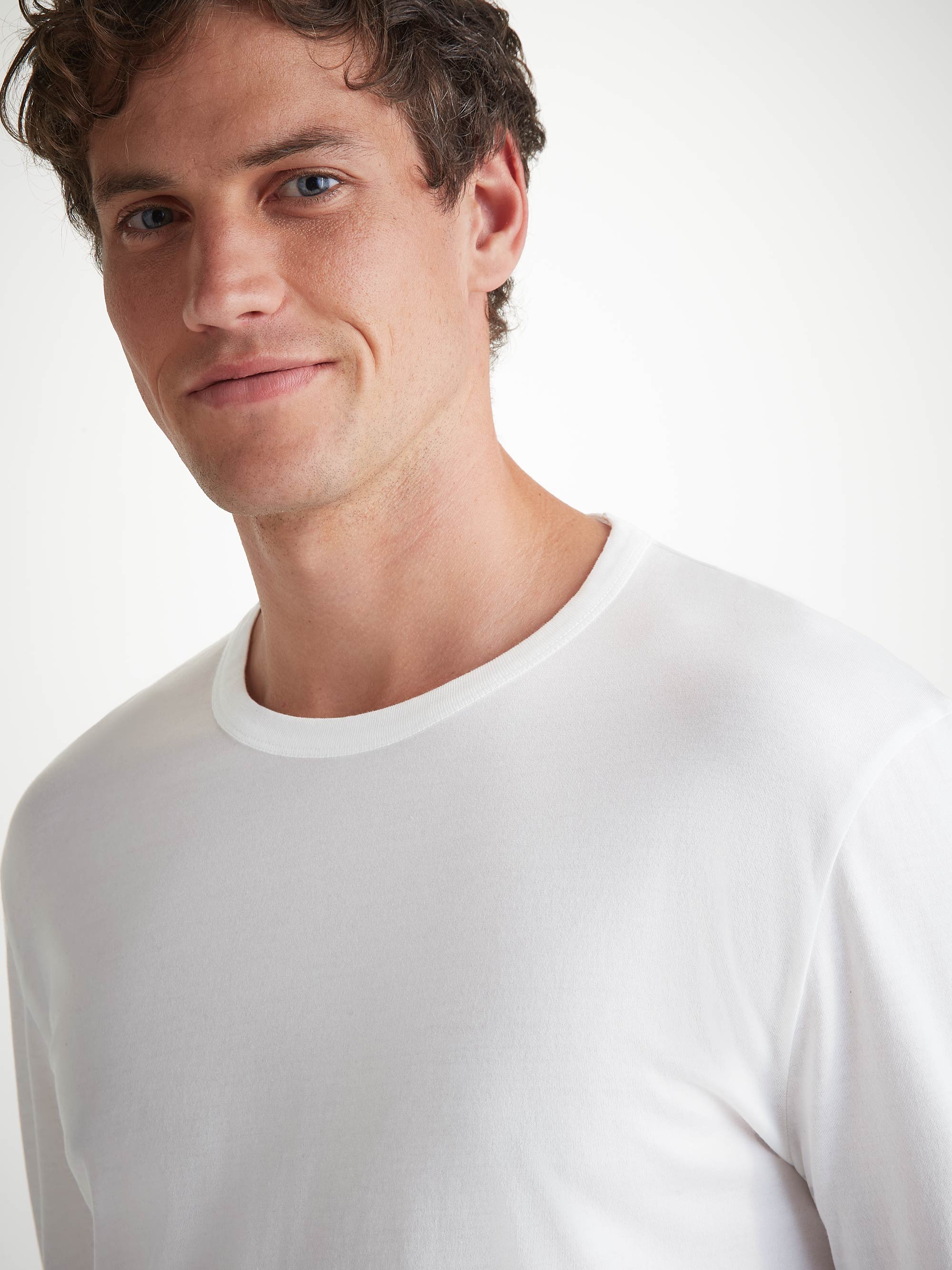 Men's Long Sleeve T-Shirt Barny Pima Cotton White - Image 5