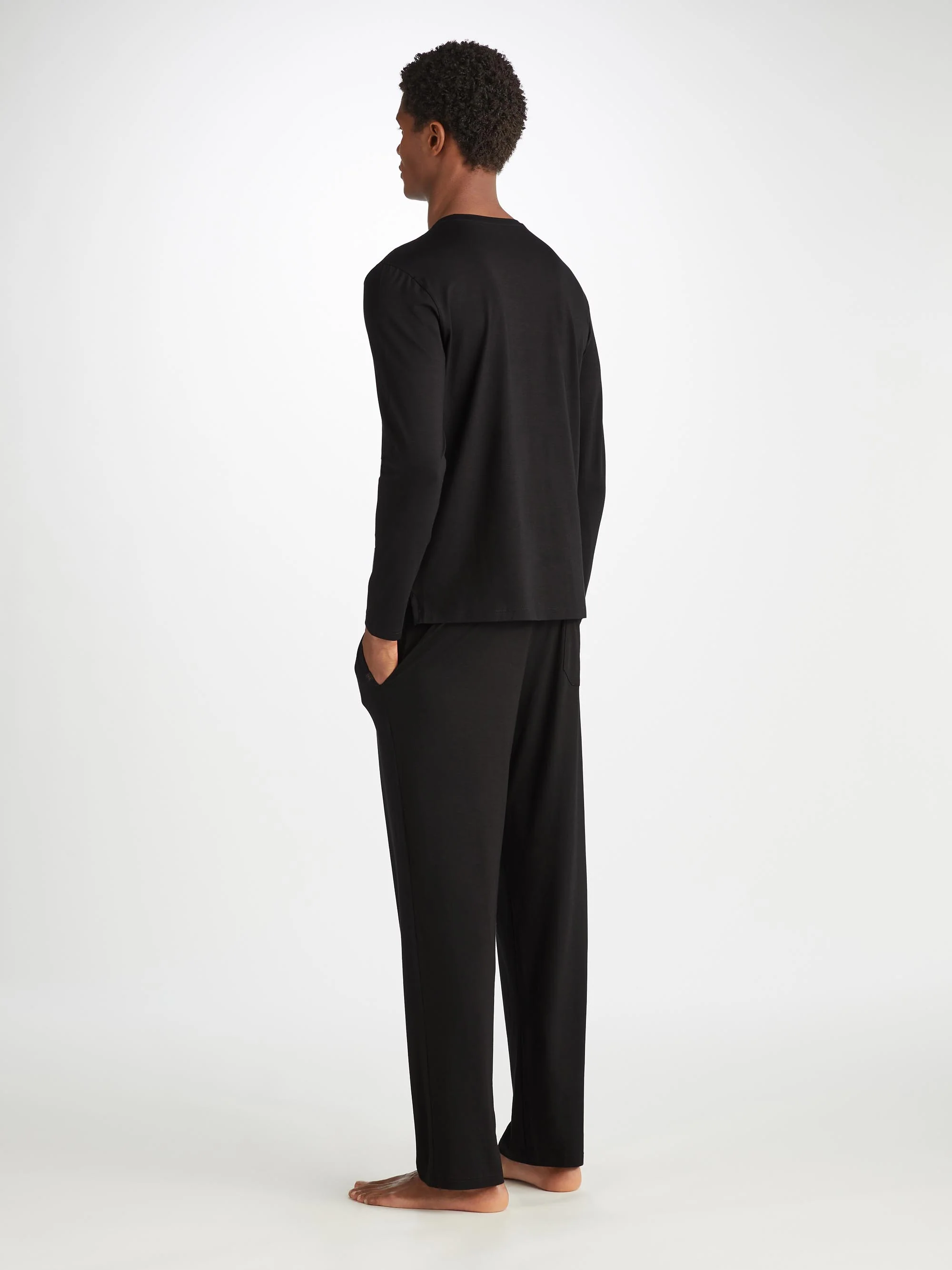 Men's Long Sleeve T-Shirt Basel Micro Modal Stretch Black - Image 3