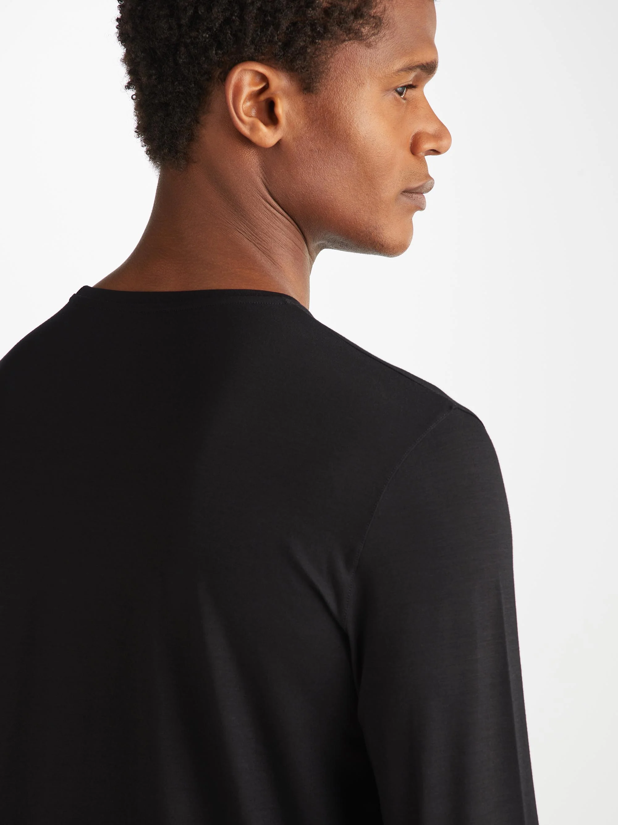 Men's Long Sleeve T-Shirt Basel Micro Modal Stretch Black - Image 5