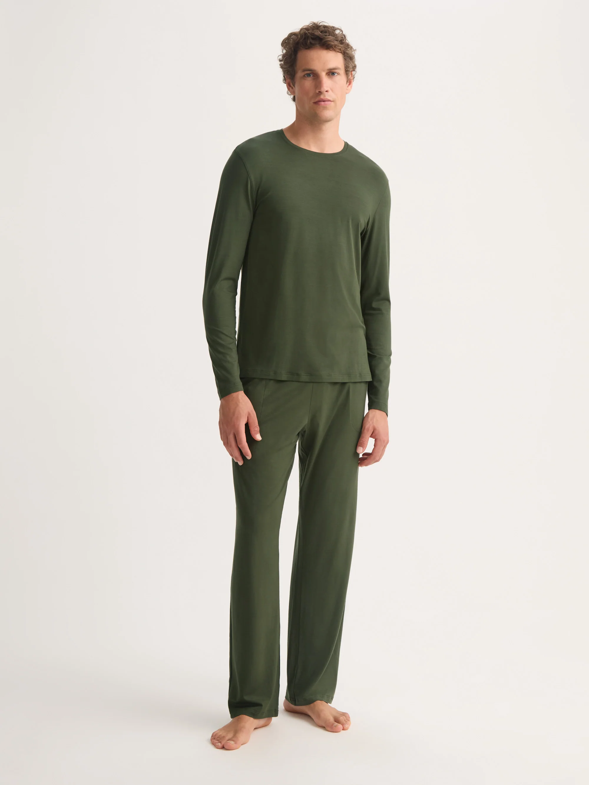 Men's Long Sleeve T-Shirt Basel Micro Modal Stretch Evergreen - Image 2