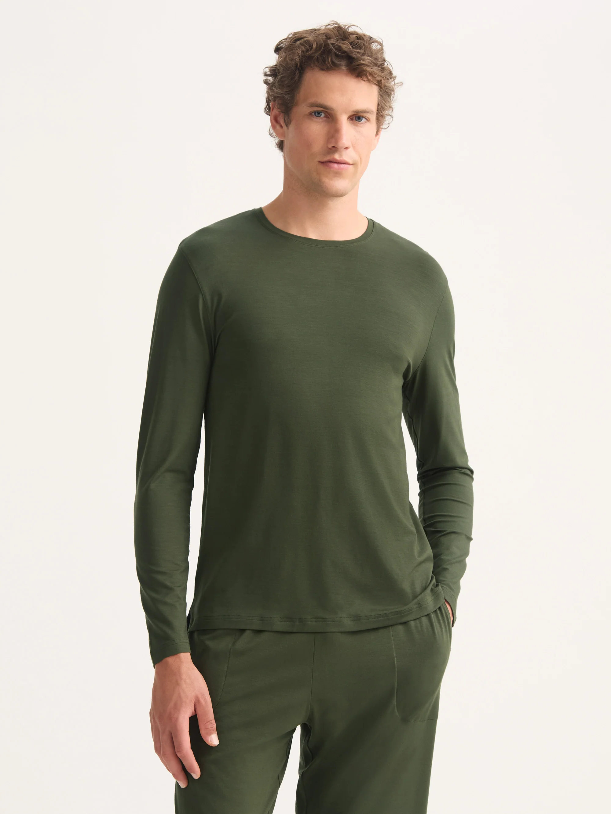 Men's Long Sleeve T-Shirt Basel Micro Modal Stretch Evergreen - Image 5