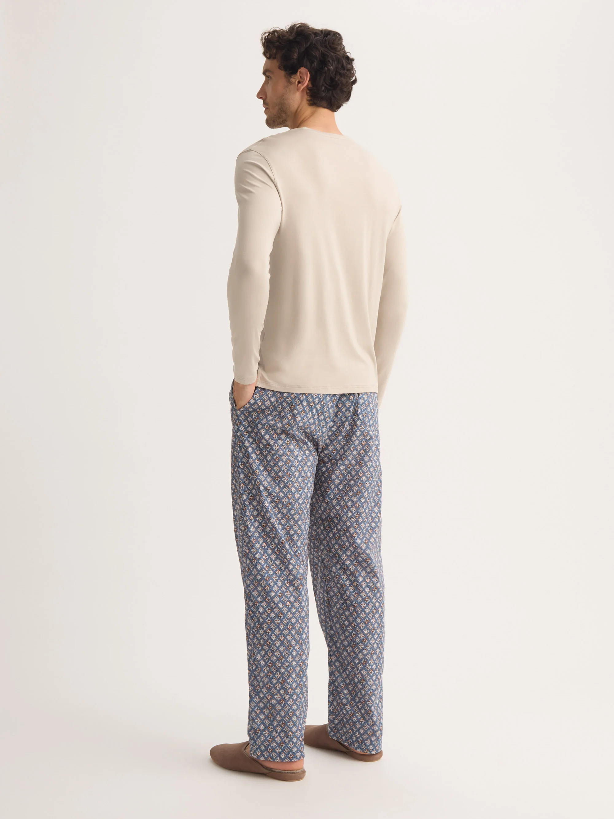 Men's Long Sleeve T-Shirt Basel Micro Modal Stretch Light Stone - Image 3