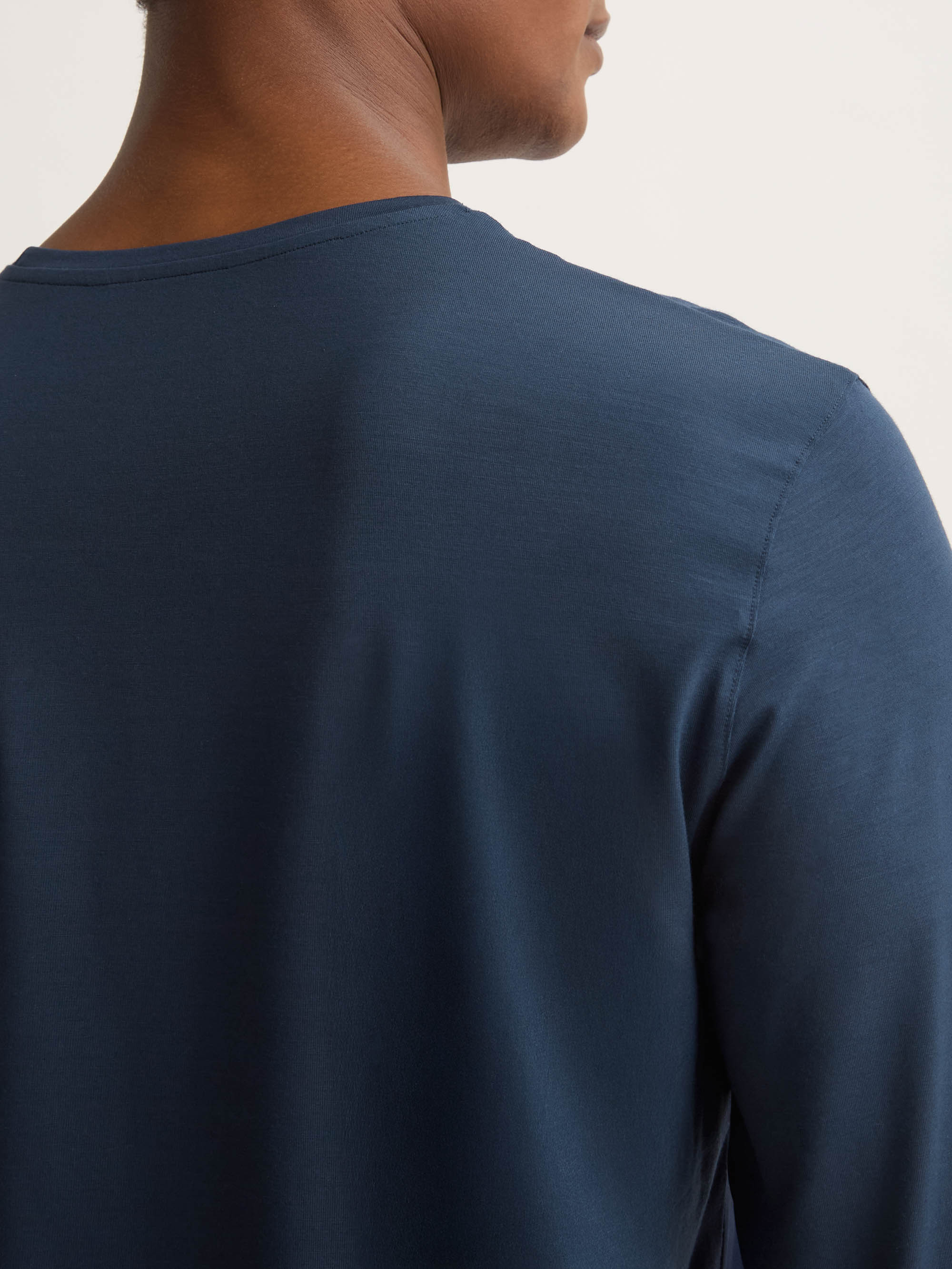 Men's Long Sleeve T-Shirt Basel Micro Modal Stretch Navy - Image 5