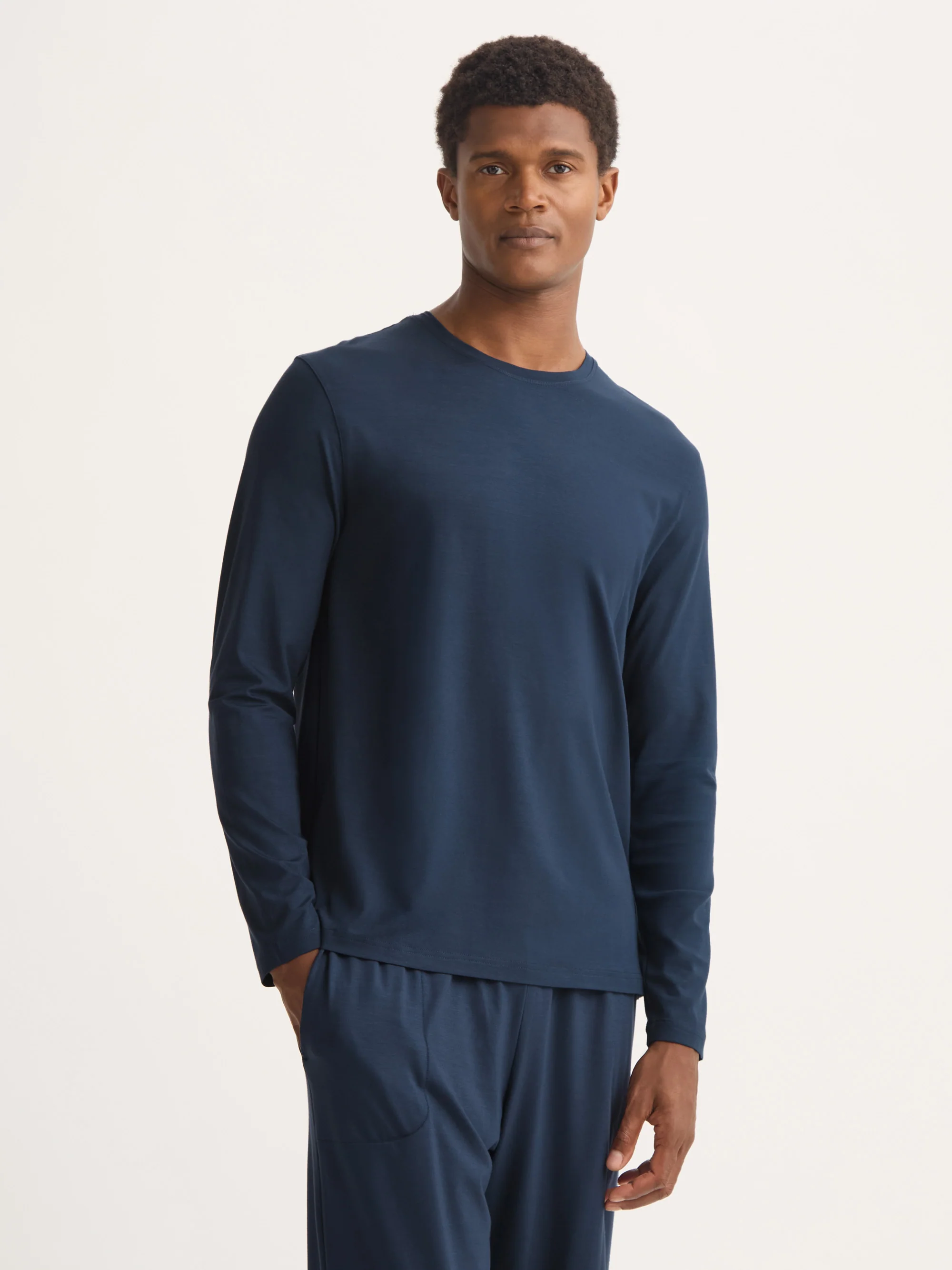 Men's Long Sleeve T-Shirt Basel Micro Modal Stretch Navy - Image 6