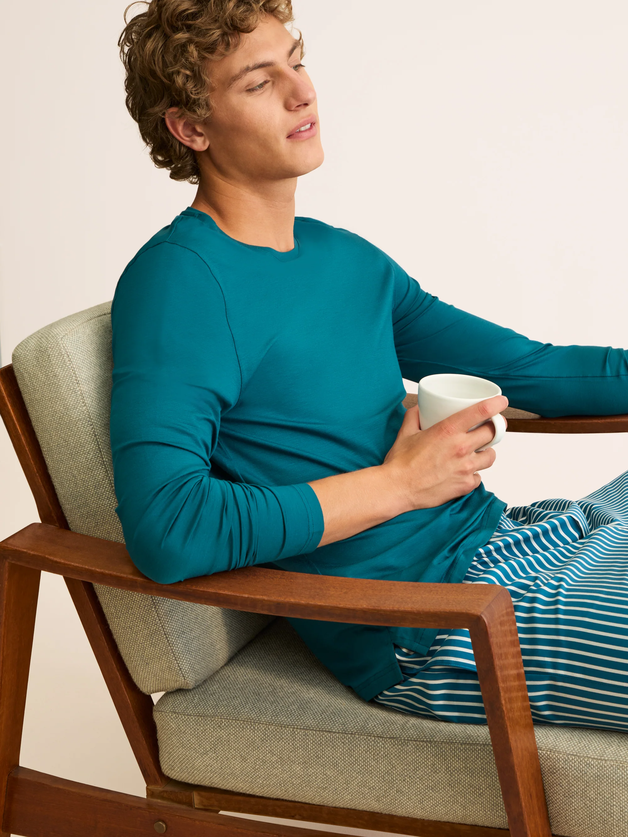 Men's Long Sleeve T-Shirt Basel Micro Modal Stretch Teal