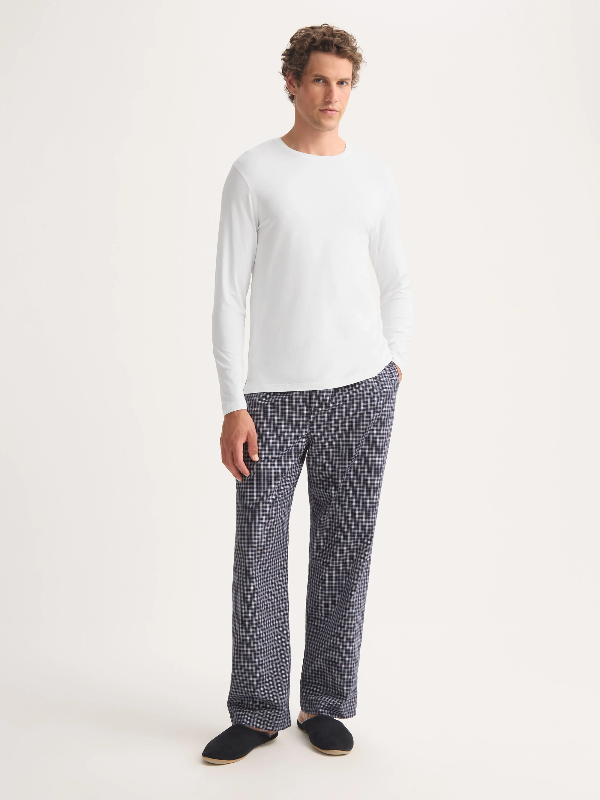 Men's Long Sleeve T-Shirt Basel Micro Modal Stretch White - Image 3