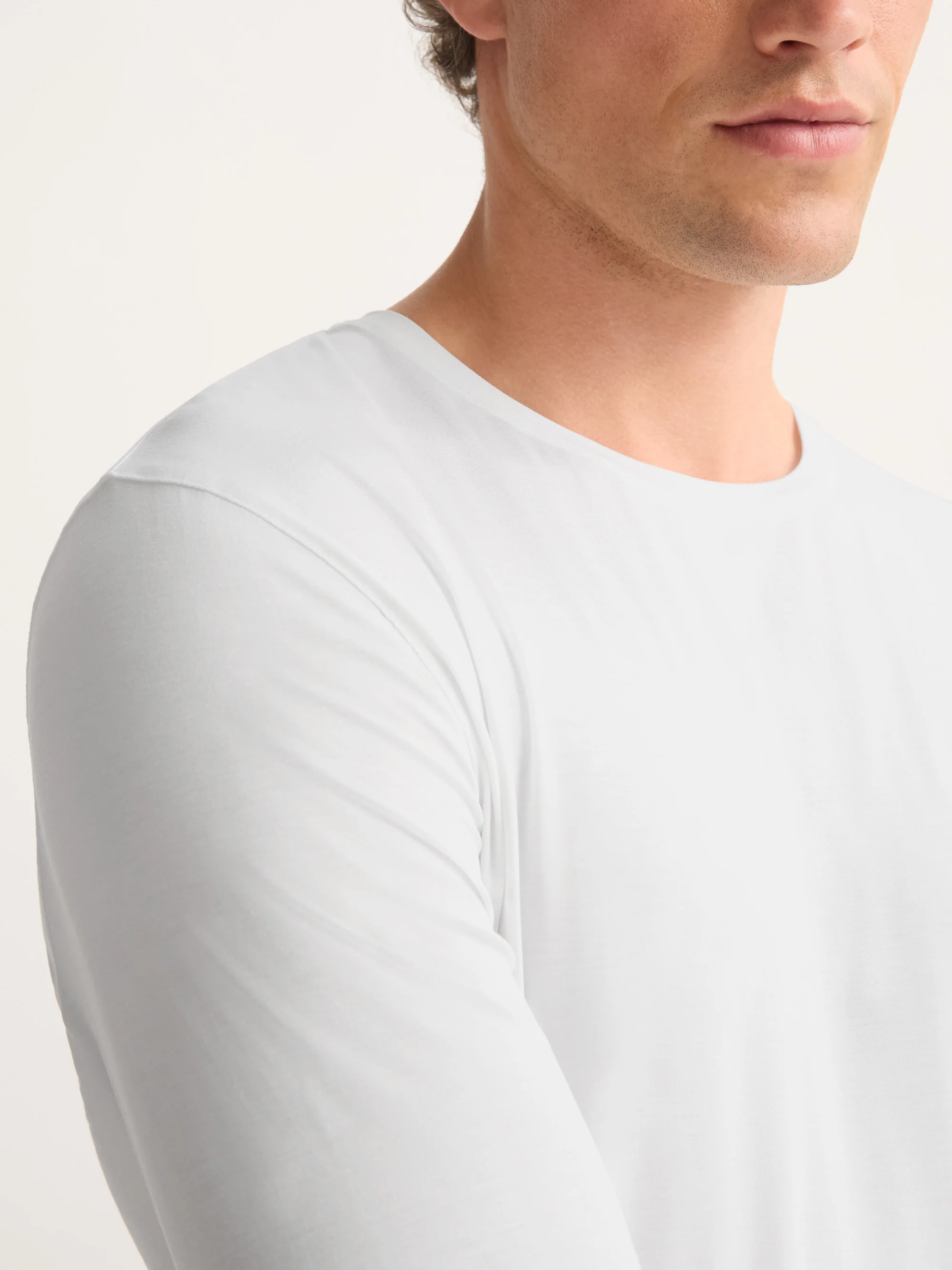 Men's Long Sleeve T-Shirt Basel Micro Modal Stretch White - Image 5