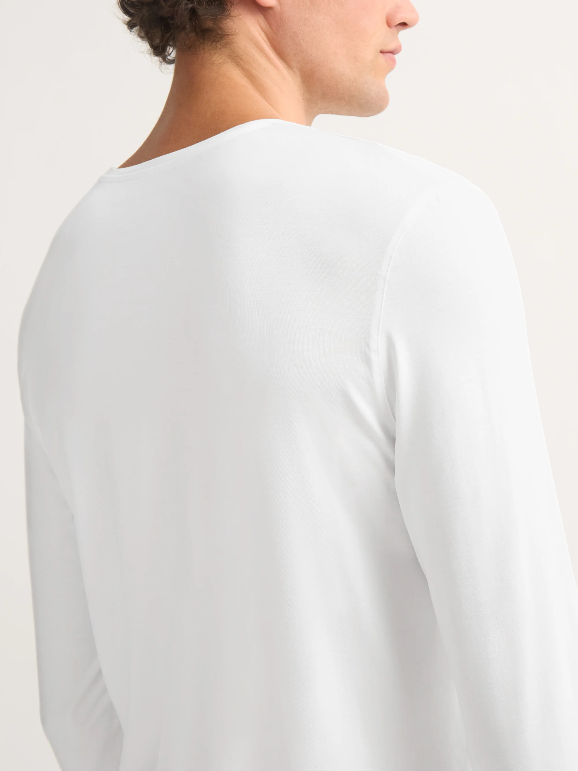 Men's Long Sleeve T-Shirt Basel Micro Modal Stretch White - Image 6