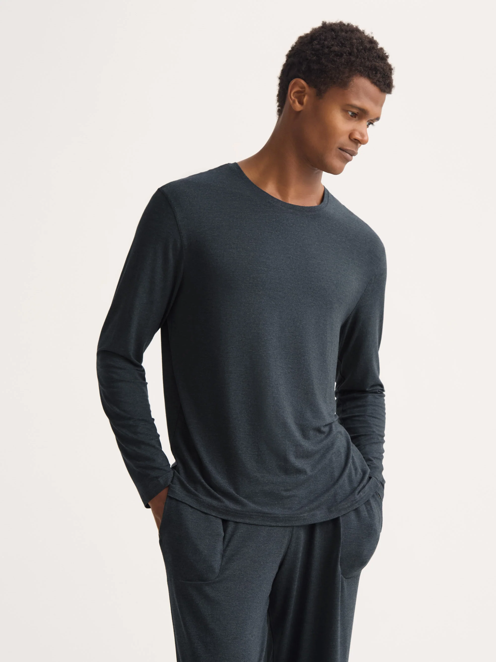 Men's Long Sleeve T-Shirt Marlowe Micro Modal Stretch Anthracite - Image 3