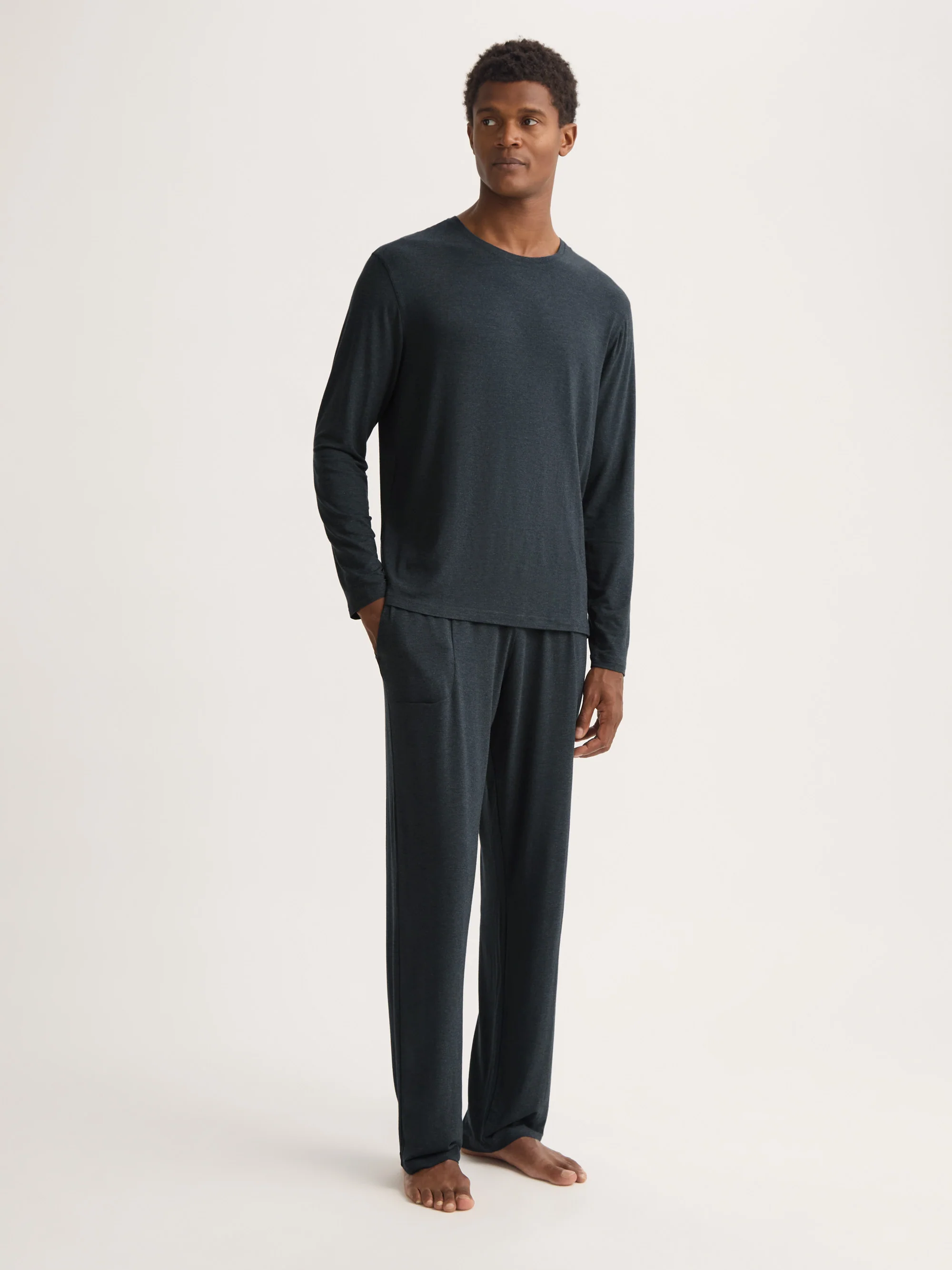 Men's Long Sleeve T-Shirt Marlowe Micro Modal Stretch Anthracite - Image 4