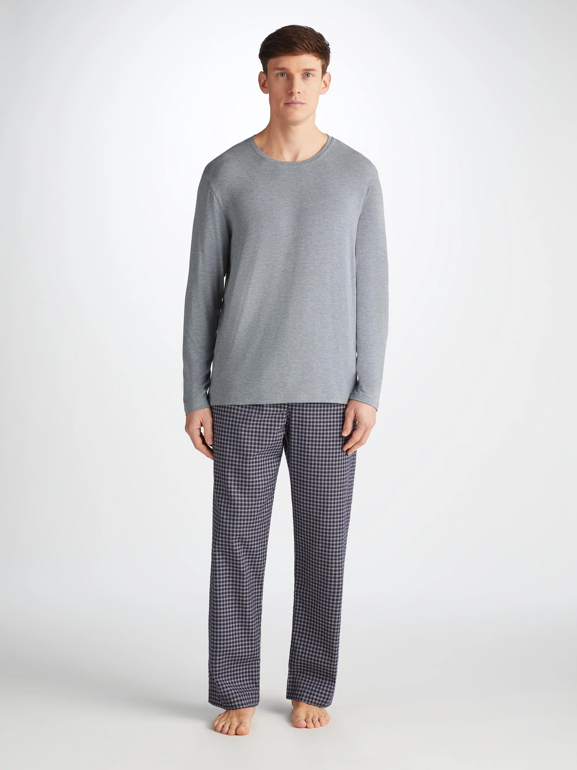 Men's Long Sleeve T-Shirt Marlowe Micro Modal Stretch Charcoal - Image 3