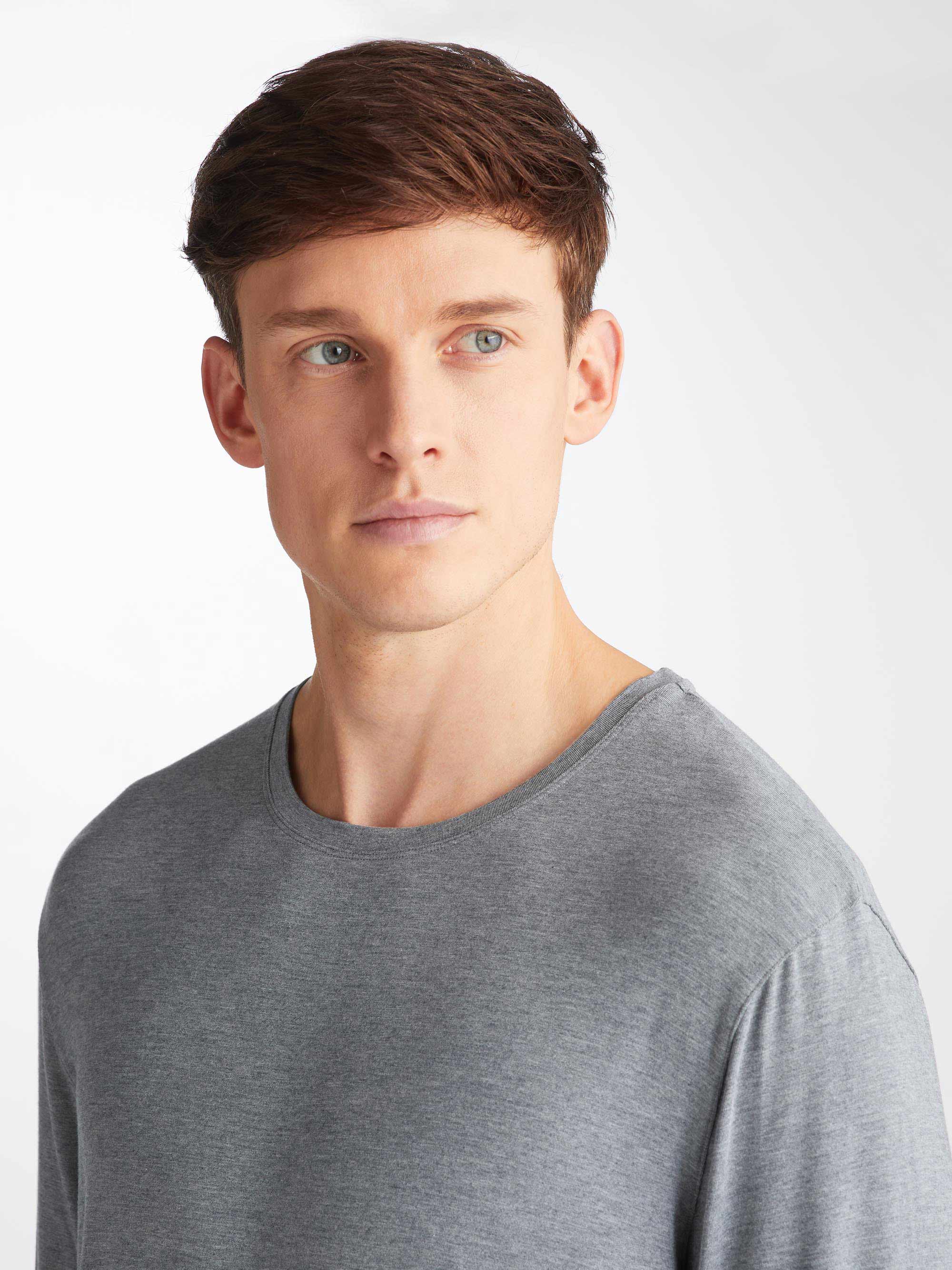 Men's Long Sleeve T-Shirt Marlowe Micro Modal Stretch Charcoal - Image 5