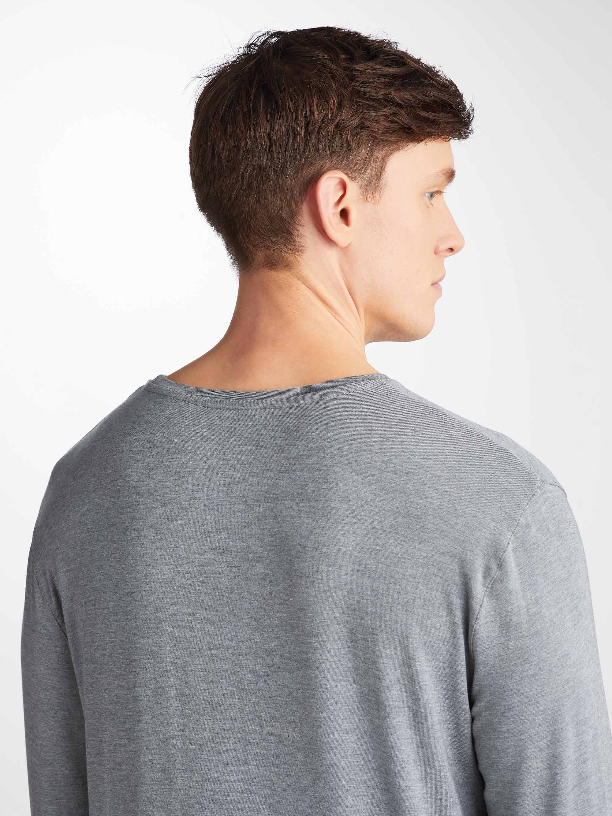 Men's Long Sleeve T-Shirt Marlowe Micro Modal Stretch Charcoal - Image 6