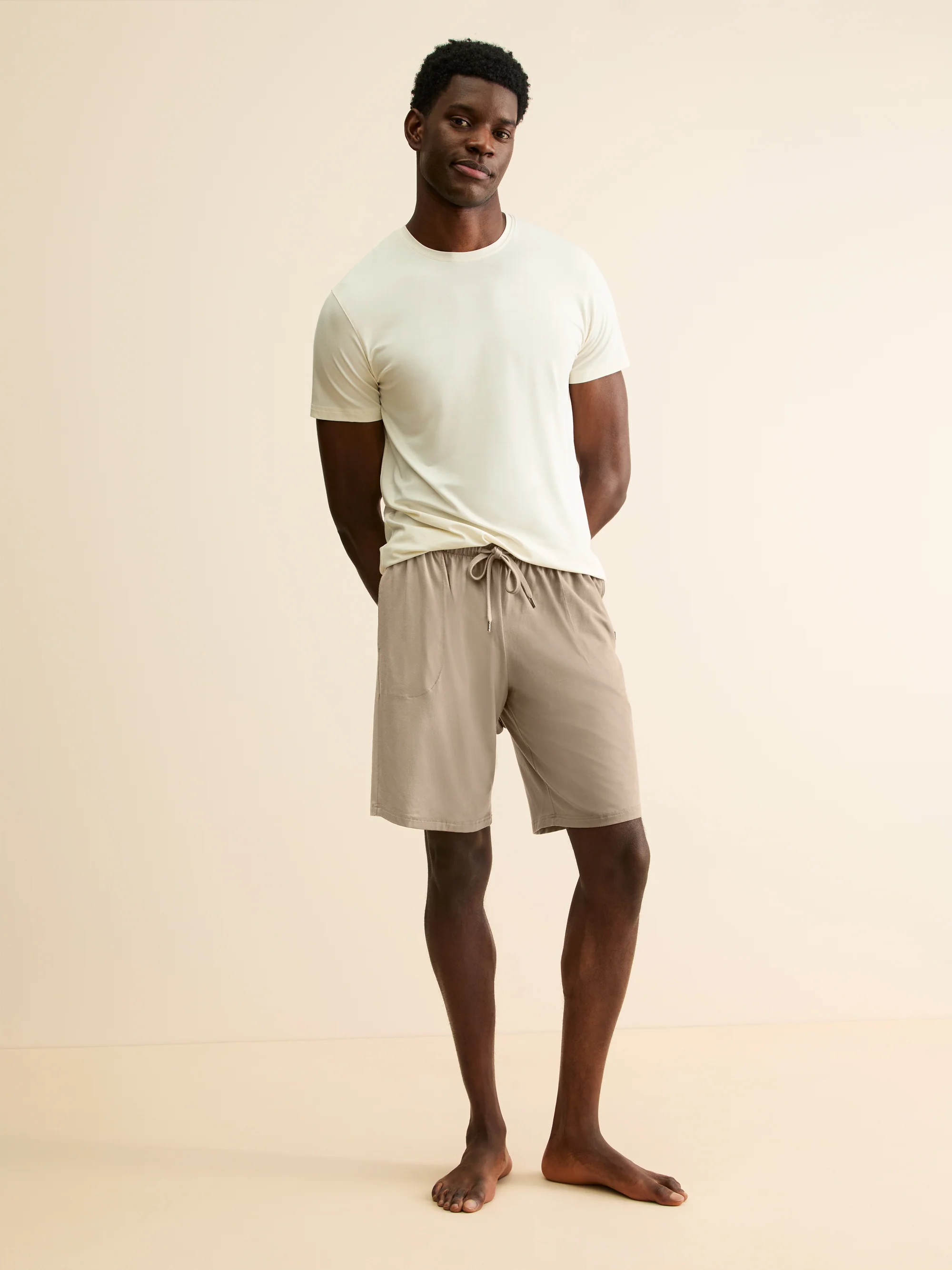 Men's Lounge Shorts Basel Micro Modal Stretch Taupe - Image 3