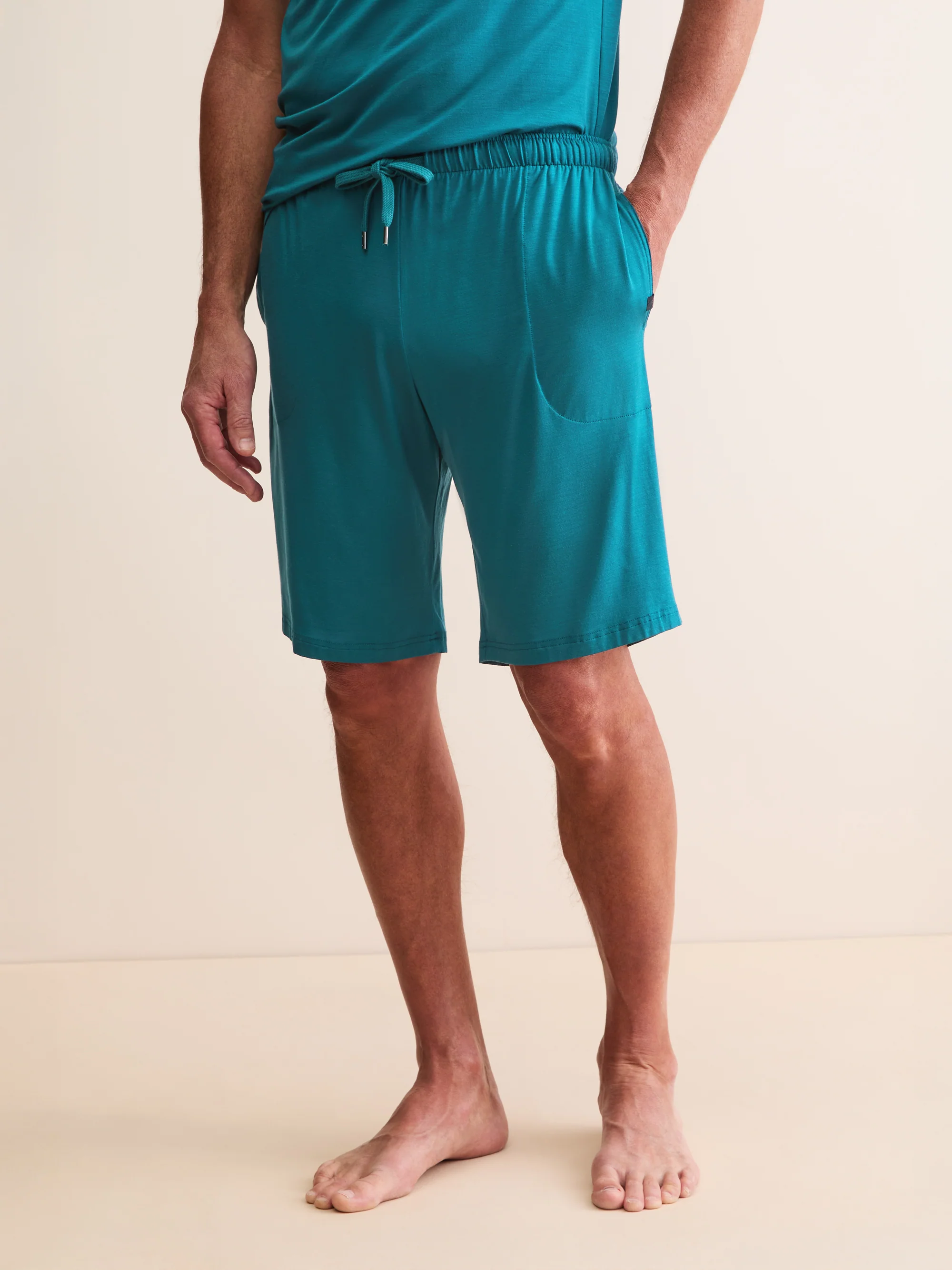 Men's Lounge Shorts Basel Micro Modal Stretch Teal - Image 3