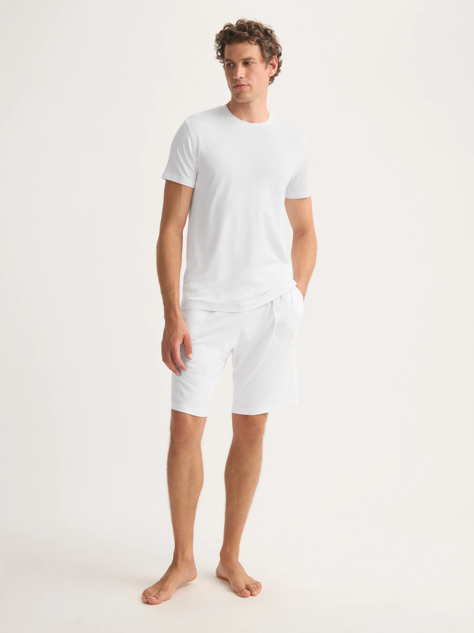 Men's Lounge Shorts Basel Micro Modal Stretch White - Image 3