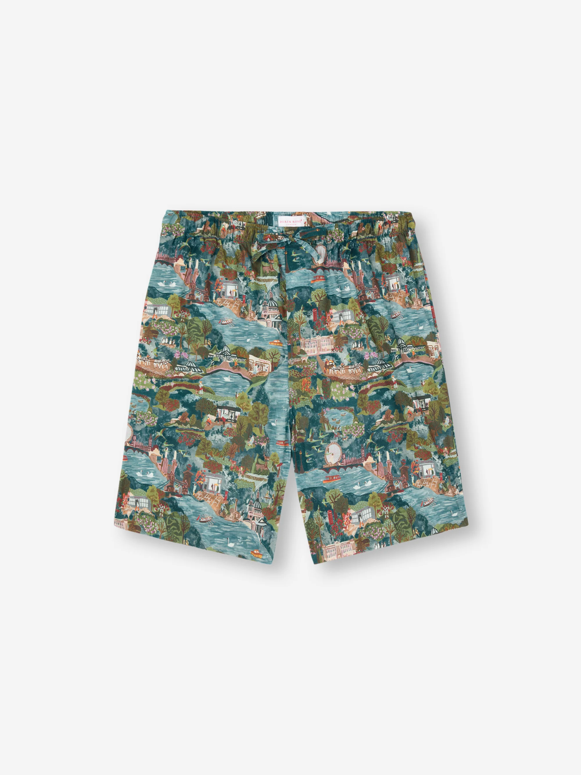 Men's Lounge Shorts Cotton Batiste London Scenic Print Multi - Image 5