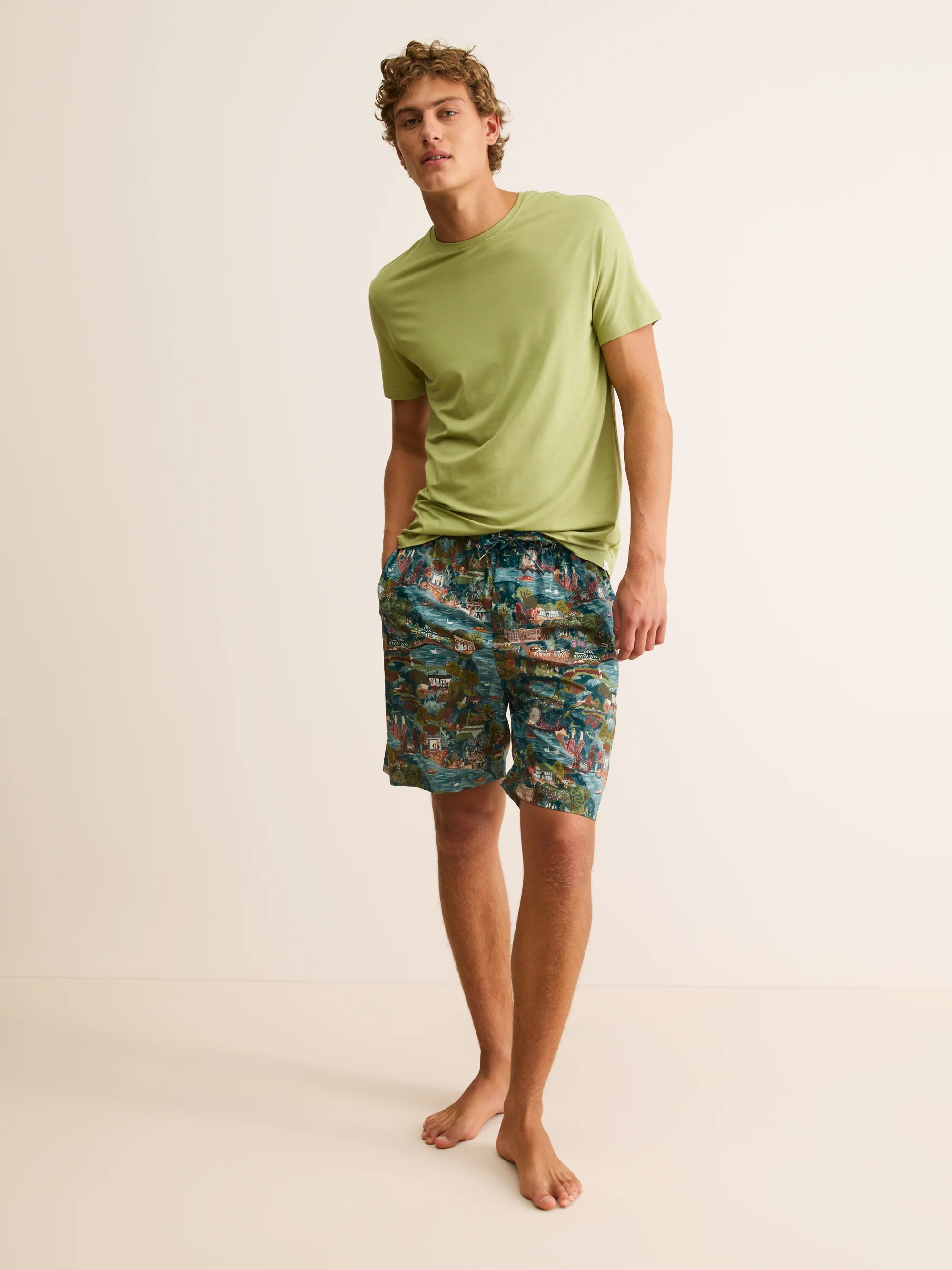 Men's Lounge Shorts Cotton Batiste London Scenic Print Multi - Image 7