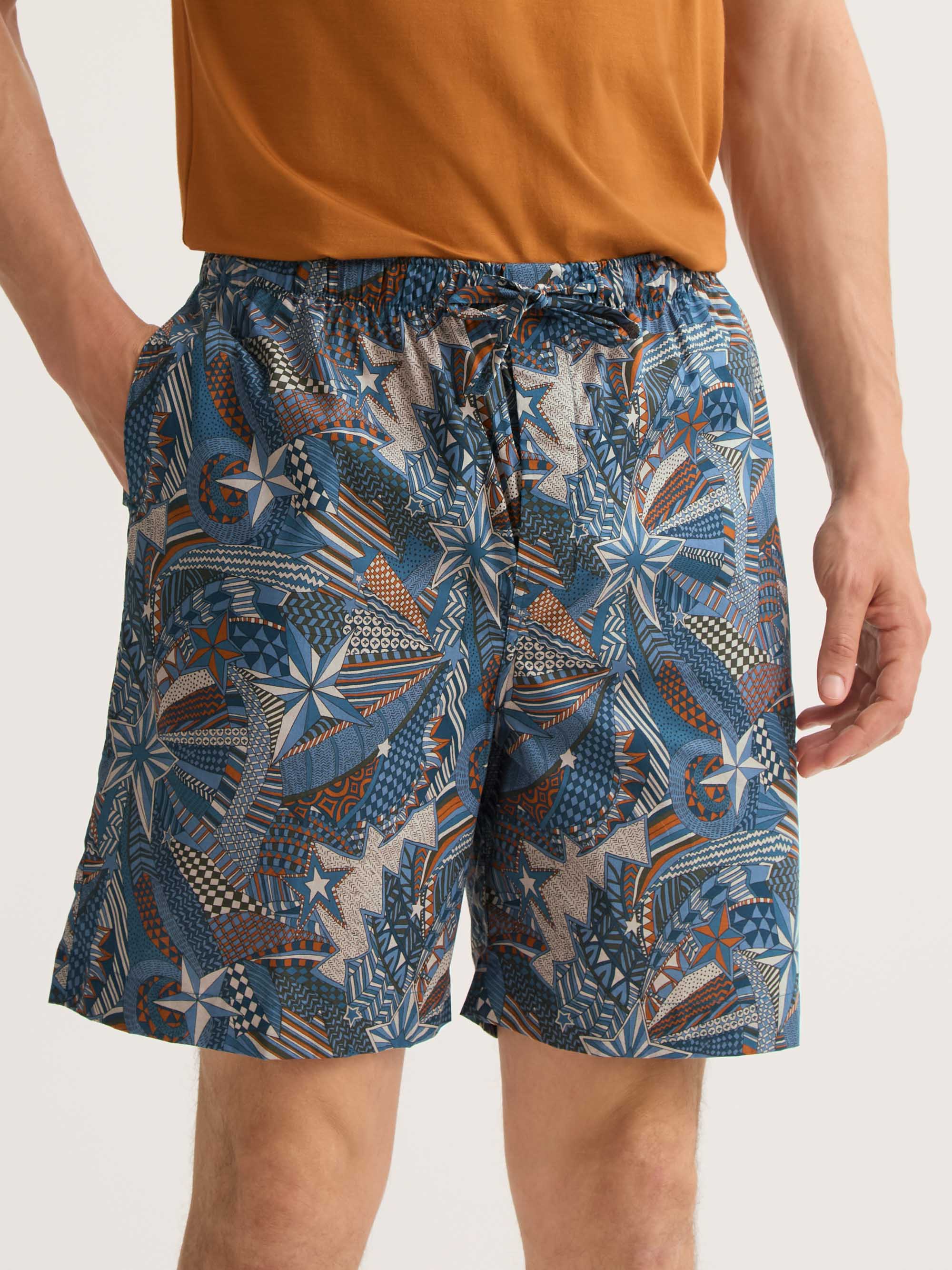 Men's Lounge Shorts Cotton Batiste Multicolour Celebration Print - Image 4