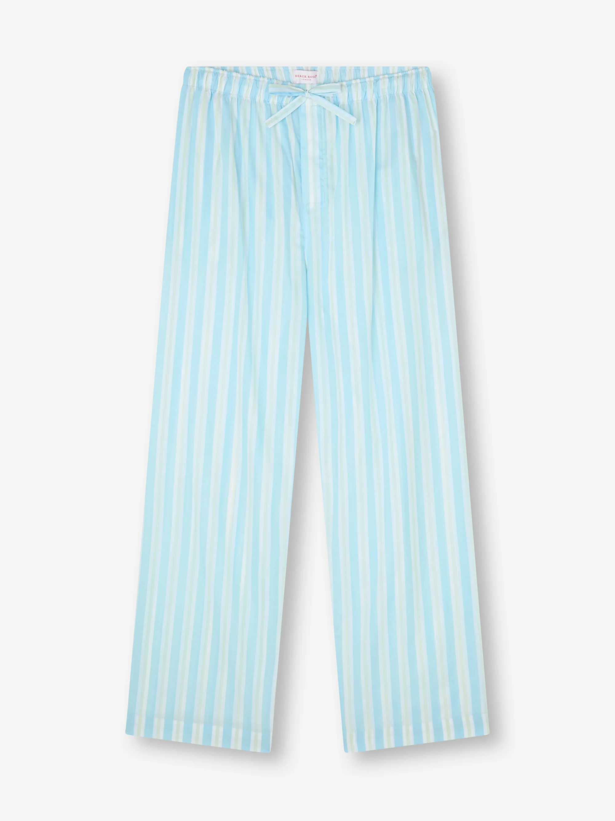 Men's Lounge Trousers Amalfi Cotton Batiste Aqua Blue Stripe - Image 7