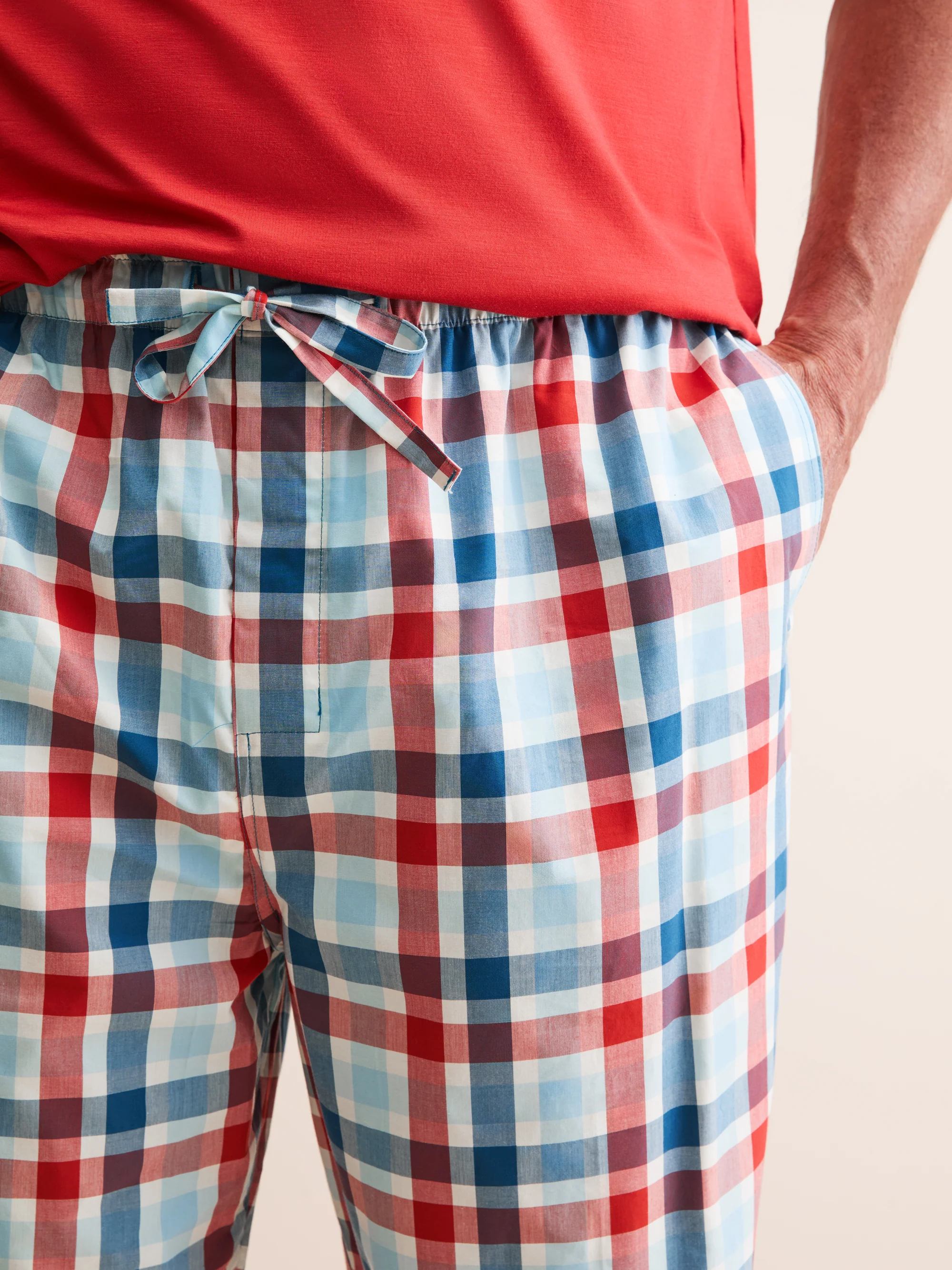 Men's Lounge Trousers Barker Cotton Teal & Red Check - Image 3