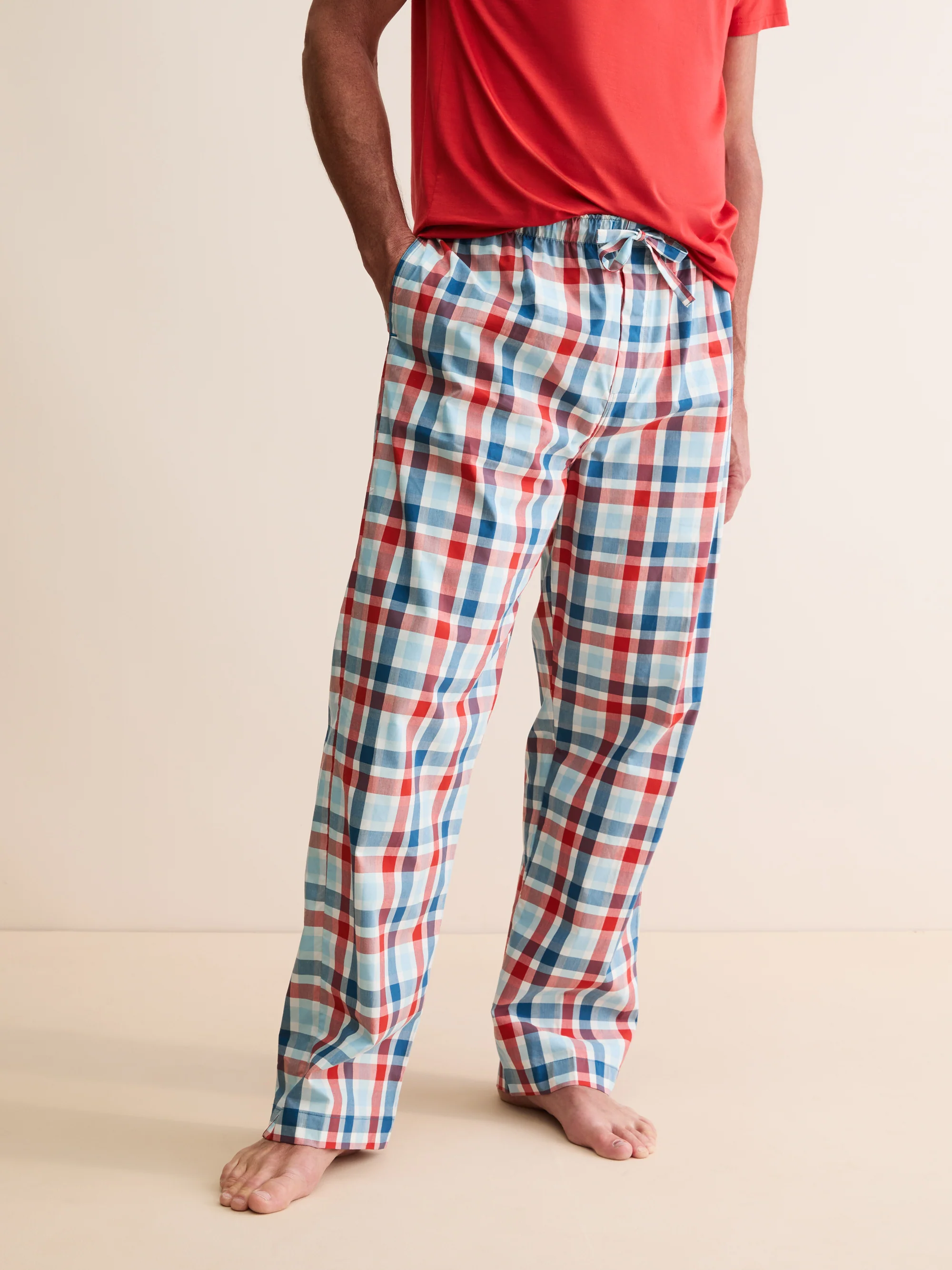 Men's Lounge Trousers Barker Cotton Teal & Red Check - Image 4