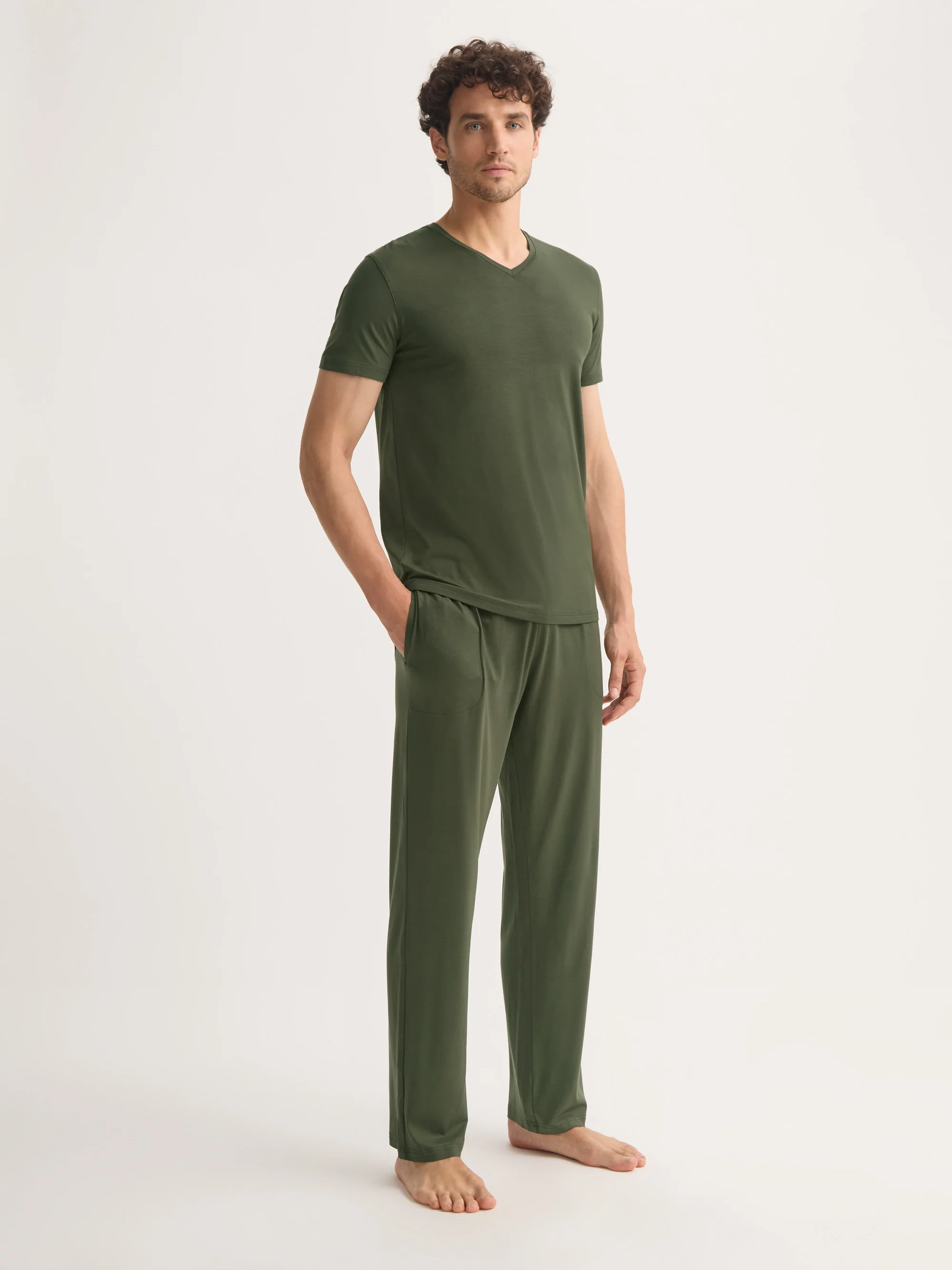 Men's Lounge Trousers Basel Micro Modal Stretch Evergreen - Image 2