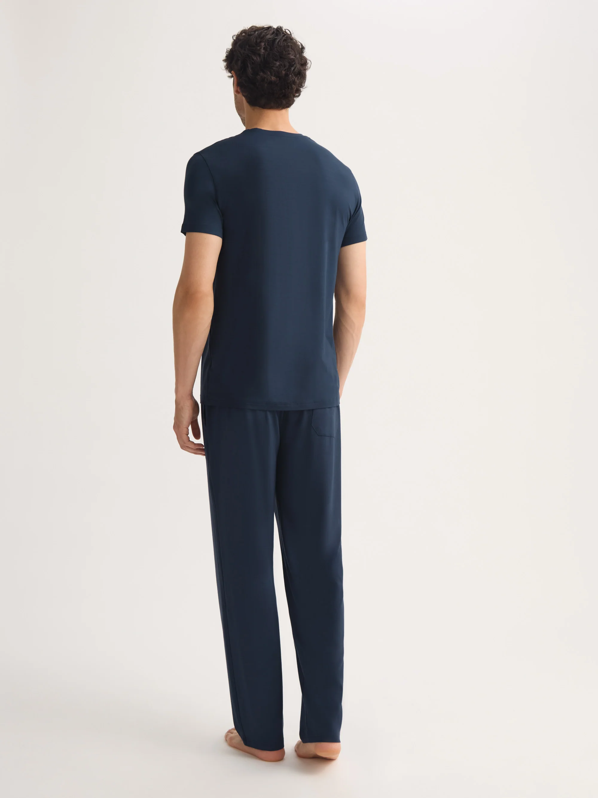 Men's Lounge Trousers Basel Micro Modal Stretch Navy - Image 3