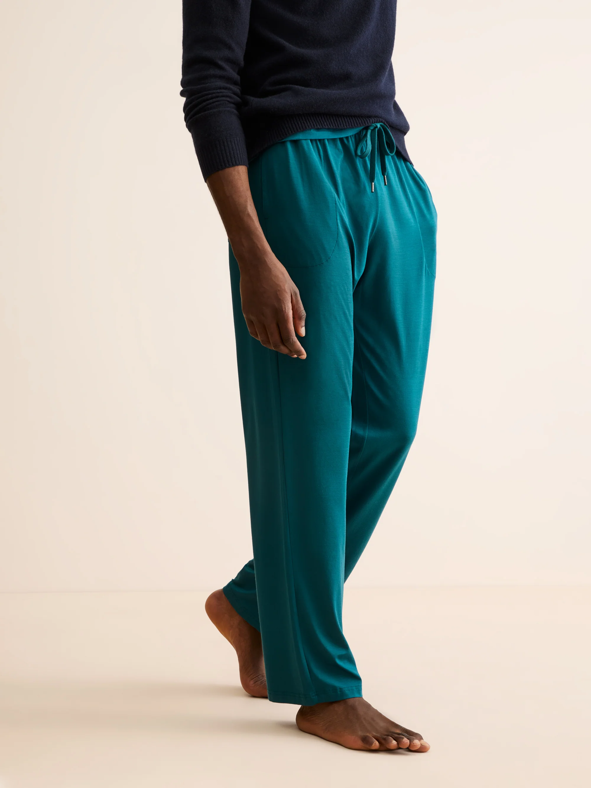 Men's Lounge Trousers Basel Micro Modal Stretch Teal - Image 6