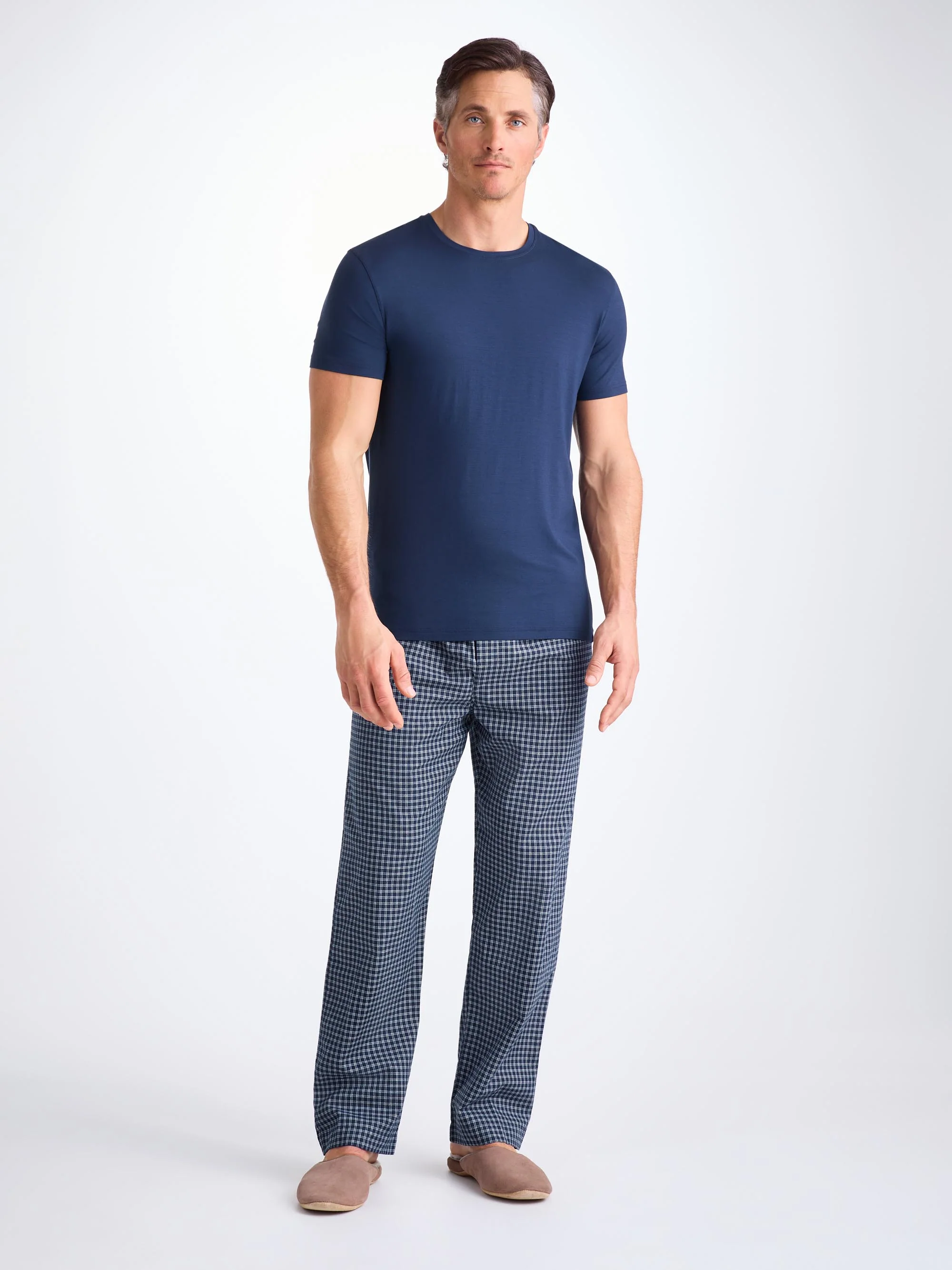 Men's Lounge Trousers Braemar 32 Brushed Cotton Navy - Image 3