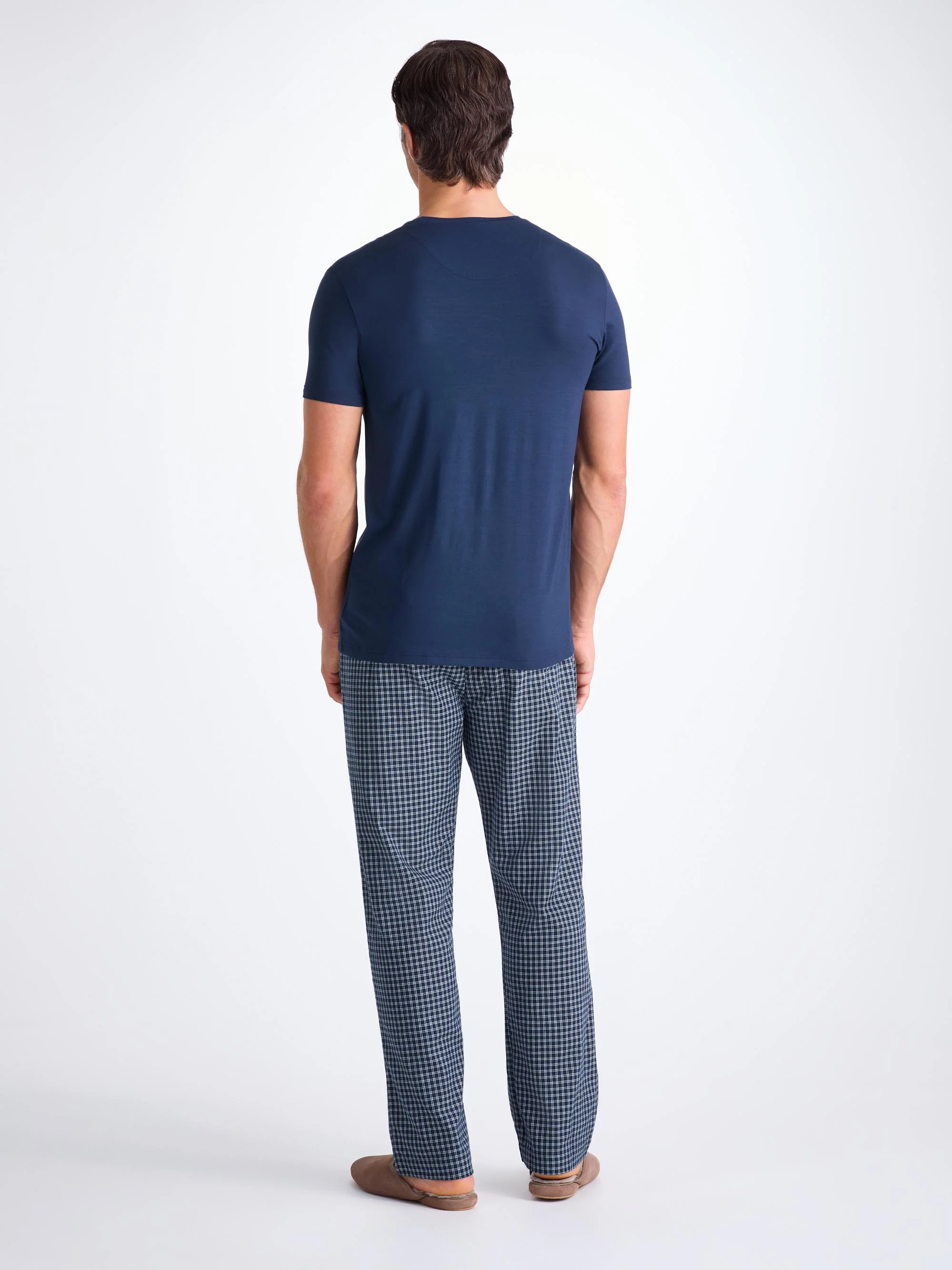 Men's Lounge Trousers Braemar 32 Brushed Cotton Navy - Image 4