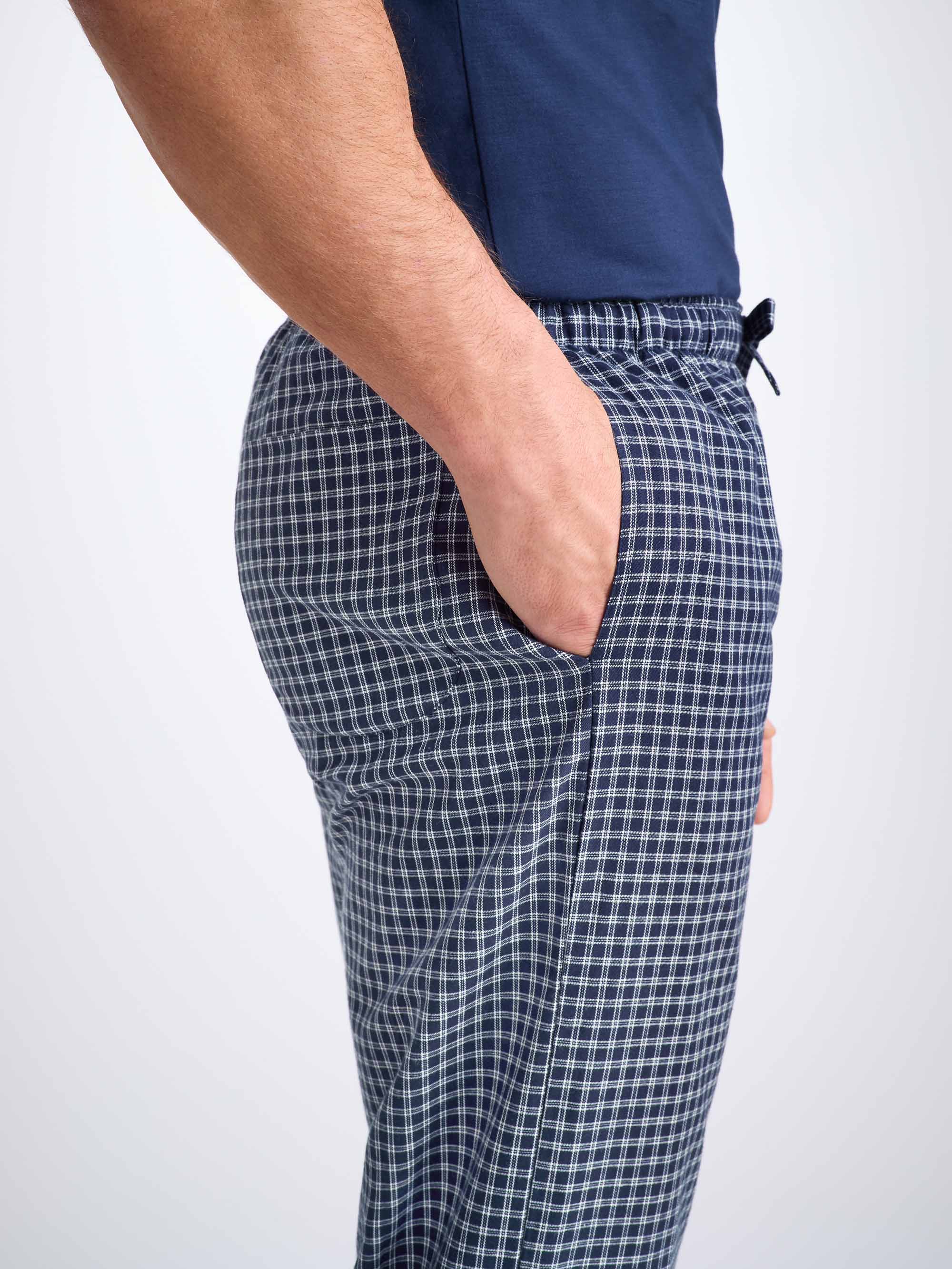 Men's Lounge Trousers Braemar 32 Brushed Cotton Navy - Image 5