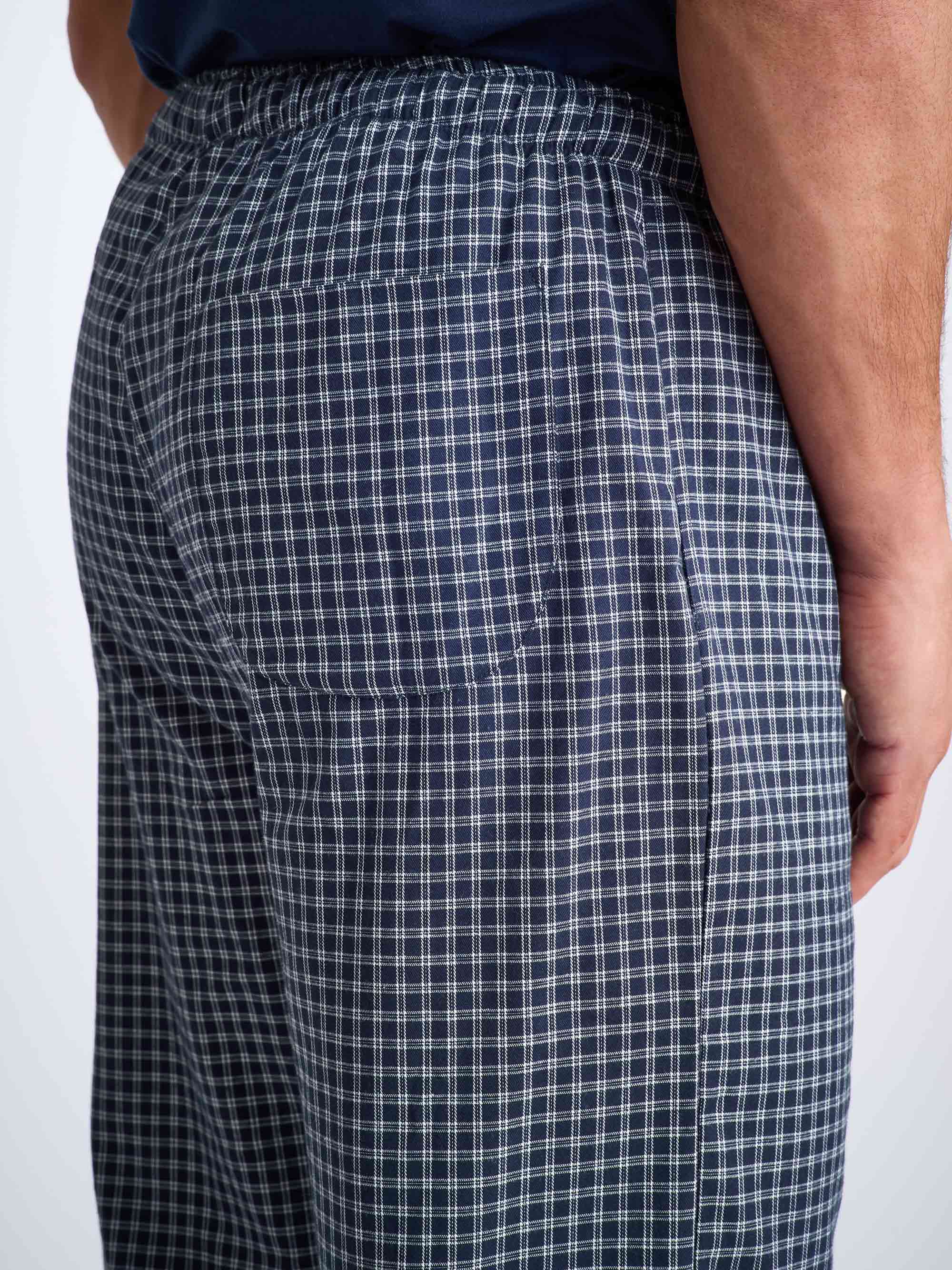Men's Lounge Trousers Braemar 32 Brushed Cotton Navy - Image 6