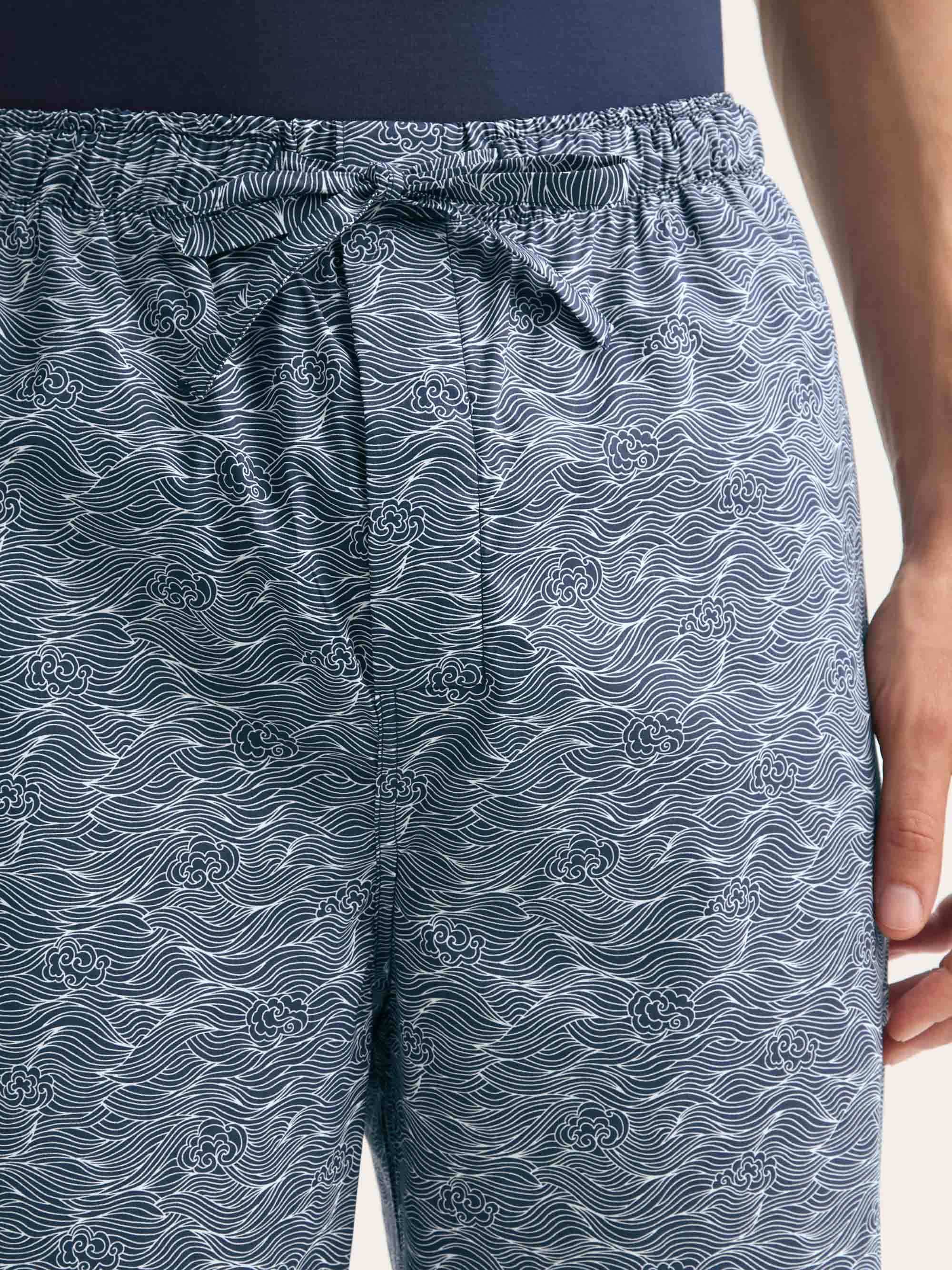 Men's Lounge Trousers Cotton Batiste Navy Blue Night Sky Print - Image 5