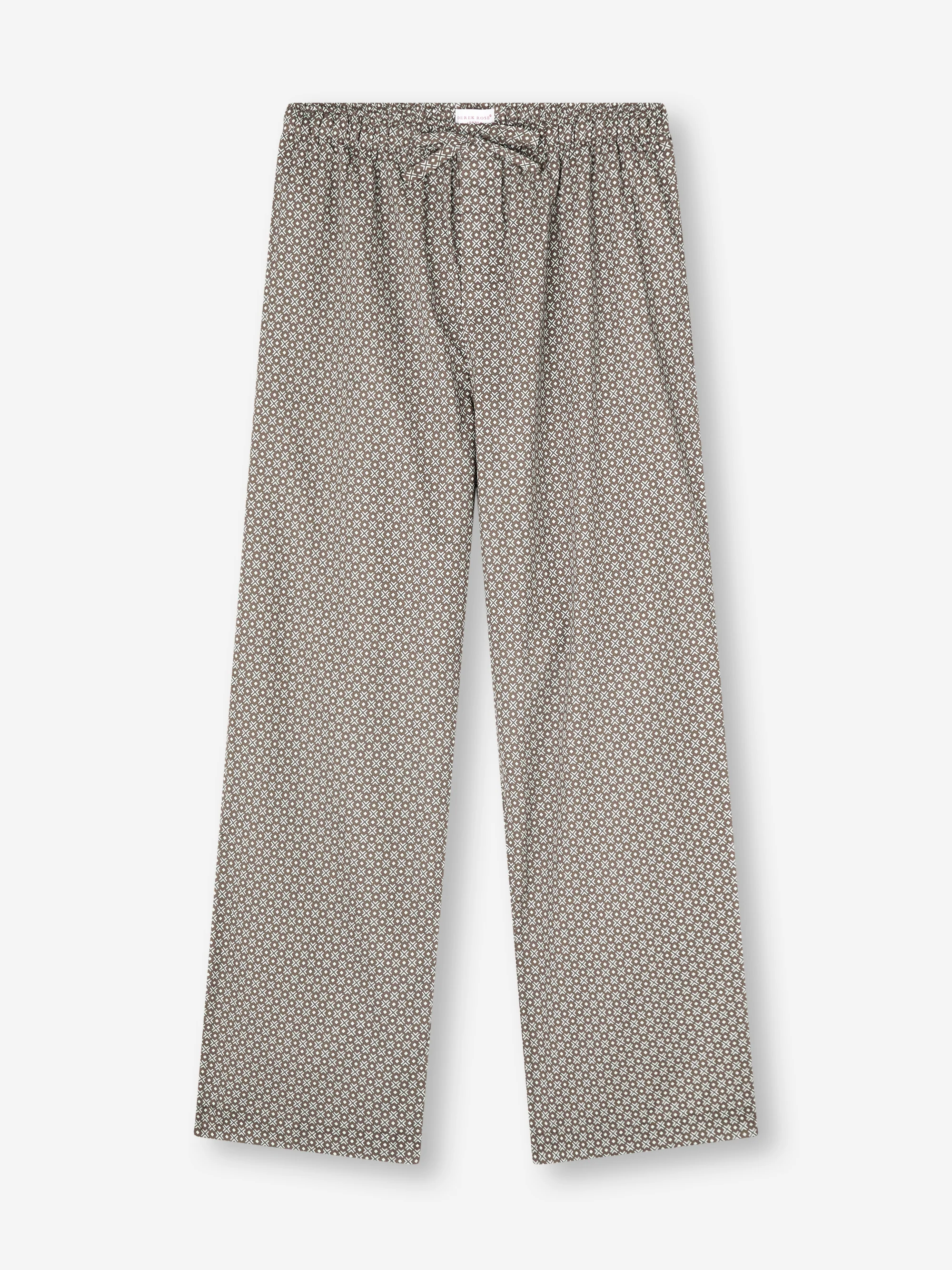 Men's Lounge Trousers London Geo Cross Cotton Batiste Taupe - Image 5